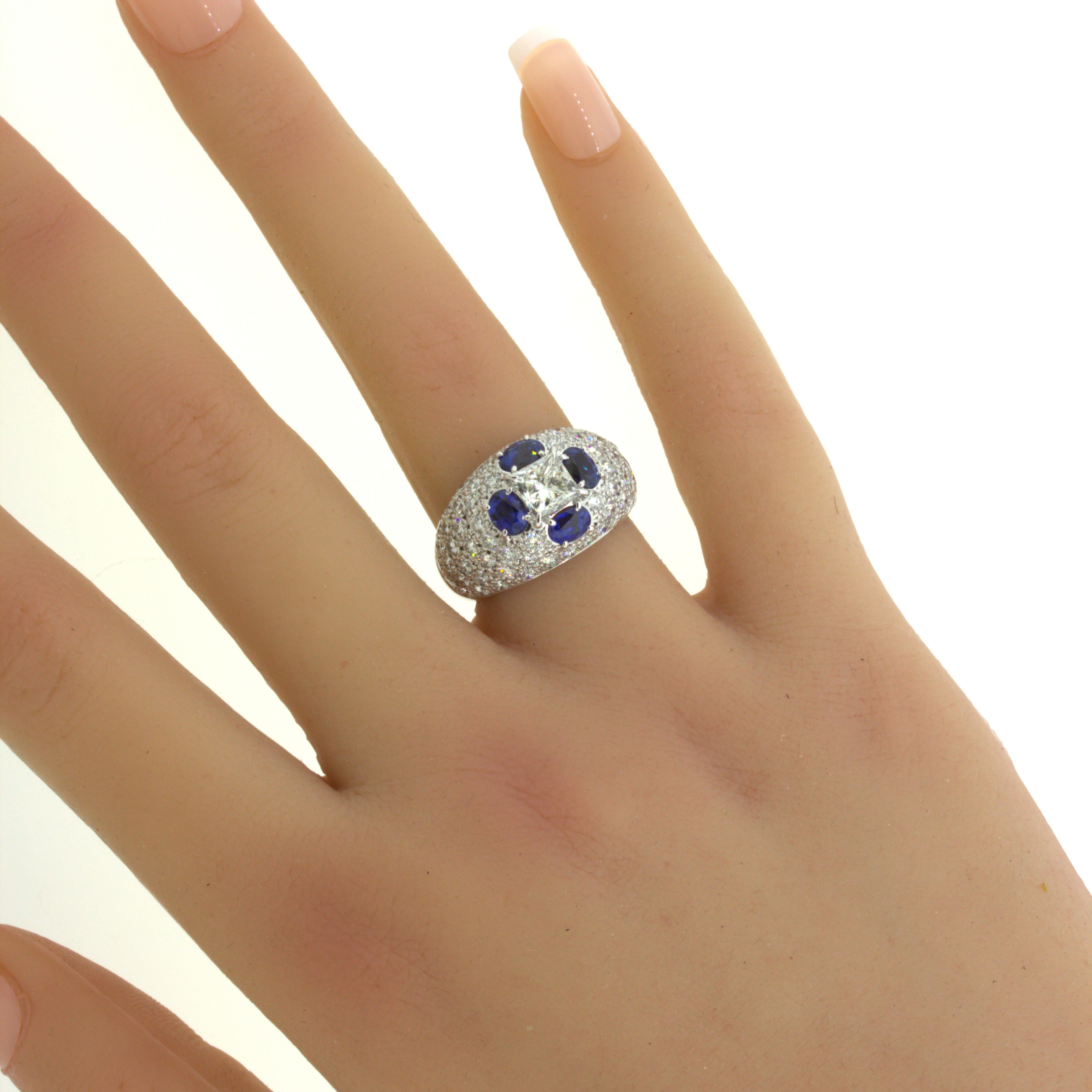 1.02 Carat Princess-Cut Diamond Sapphire Platinum Ring