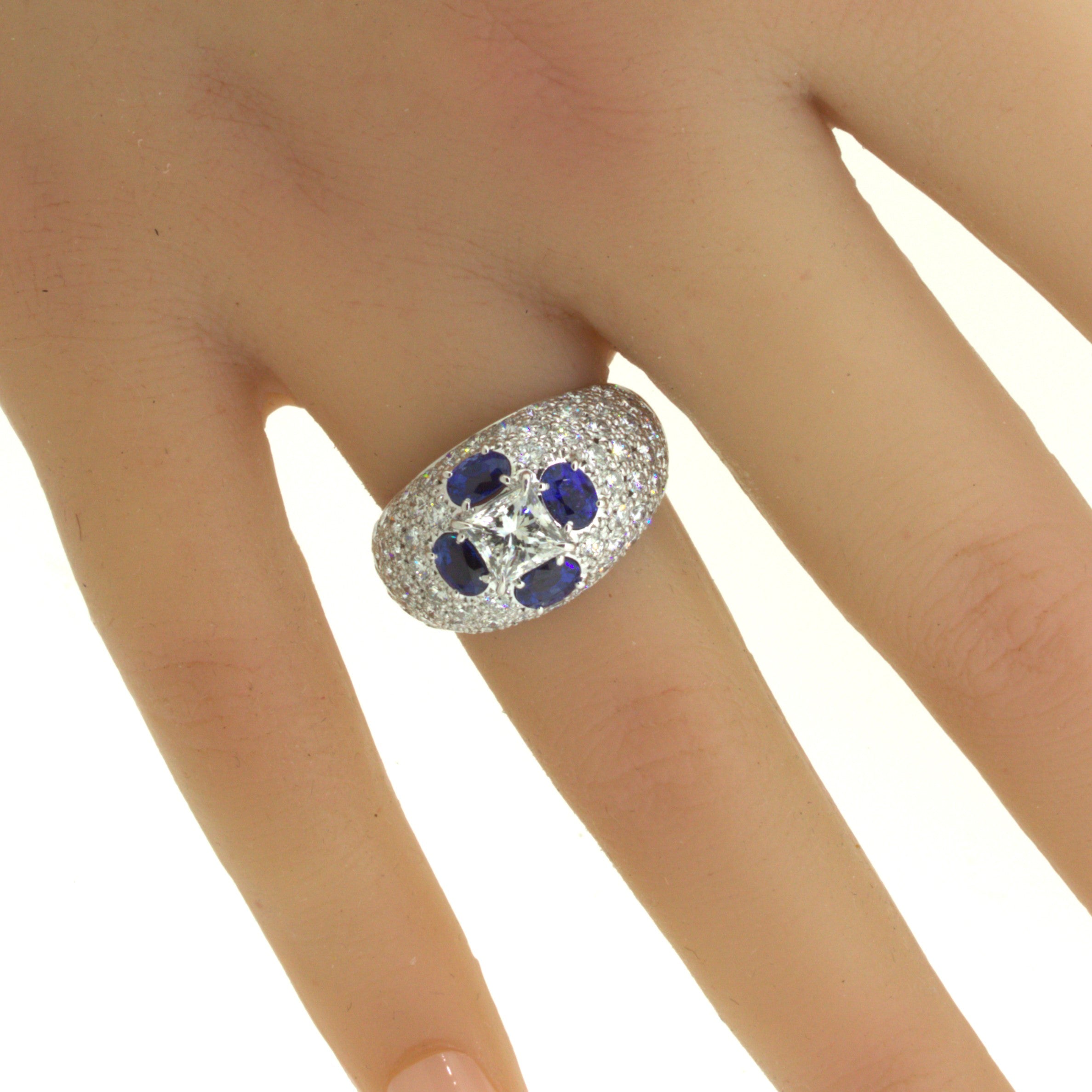 1.02 Carat Princess-Cut Diamond Sapphire Platinum Ring