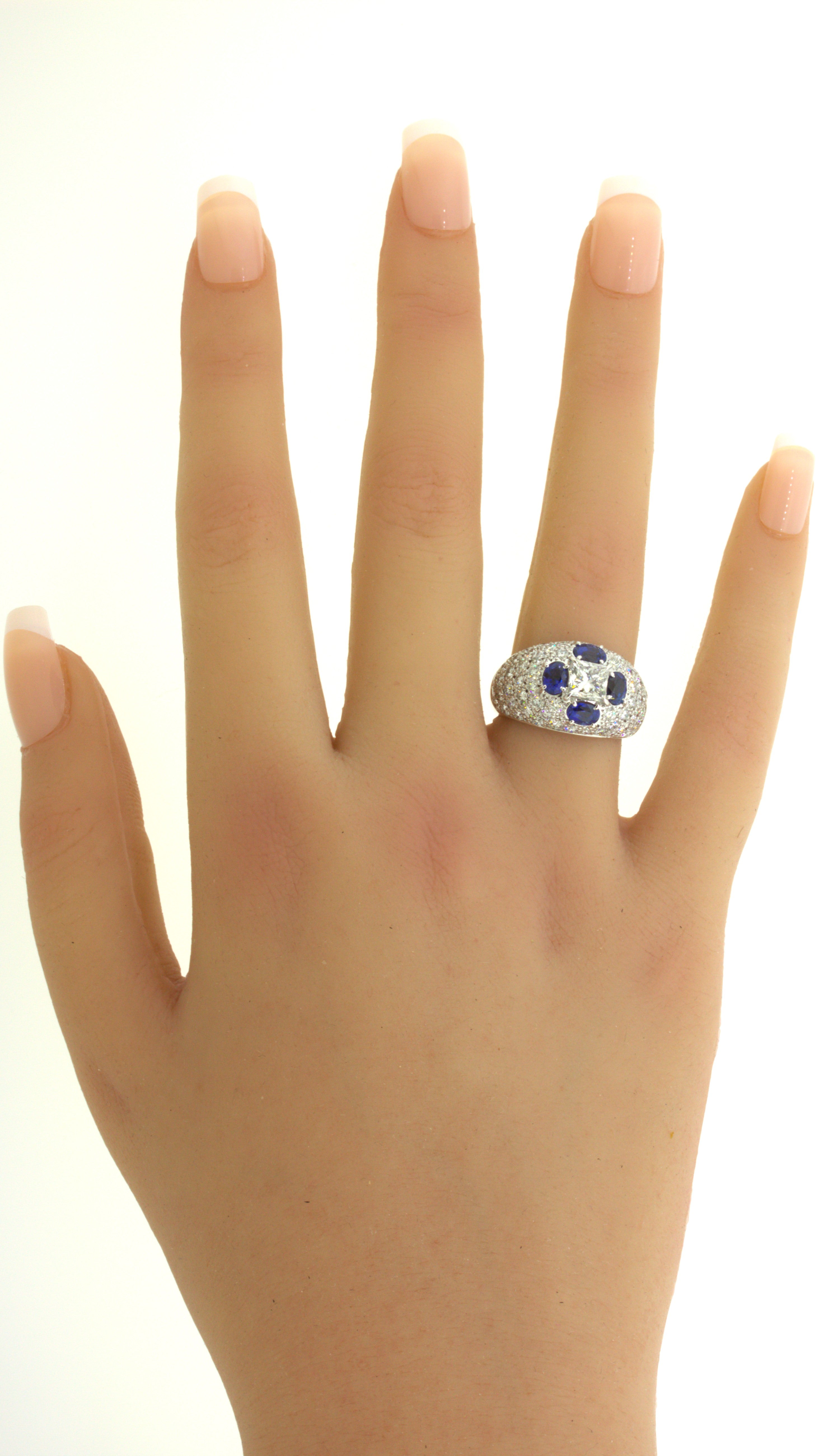1.02 Carat Princess-Cut Diamond Sapphire Platinum Ring