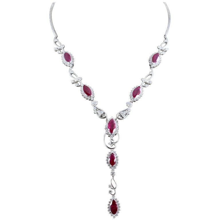 Chrisalee 3.2ct Ruby CZ Rhodium Classic Drop Necklace main image 0