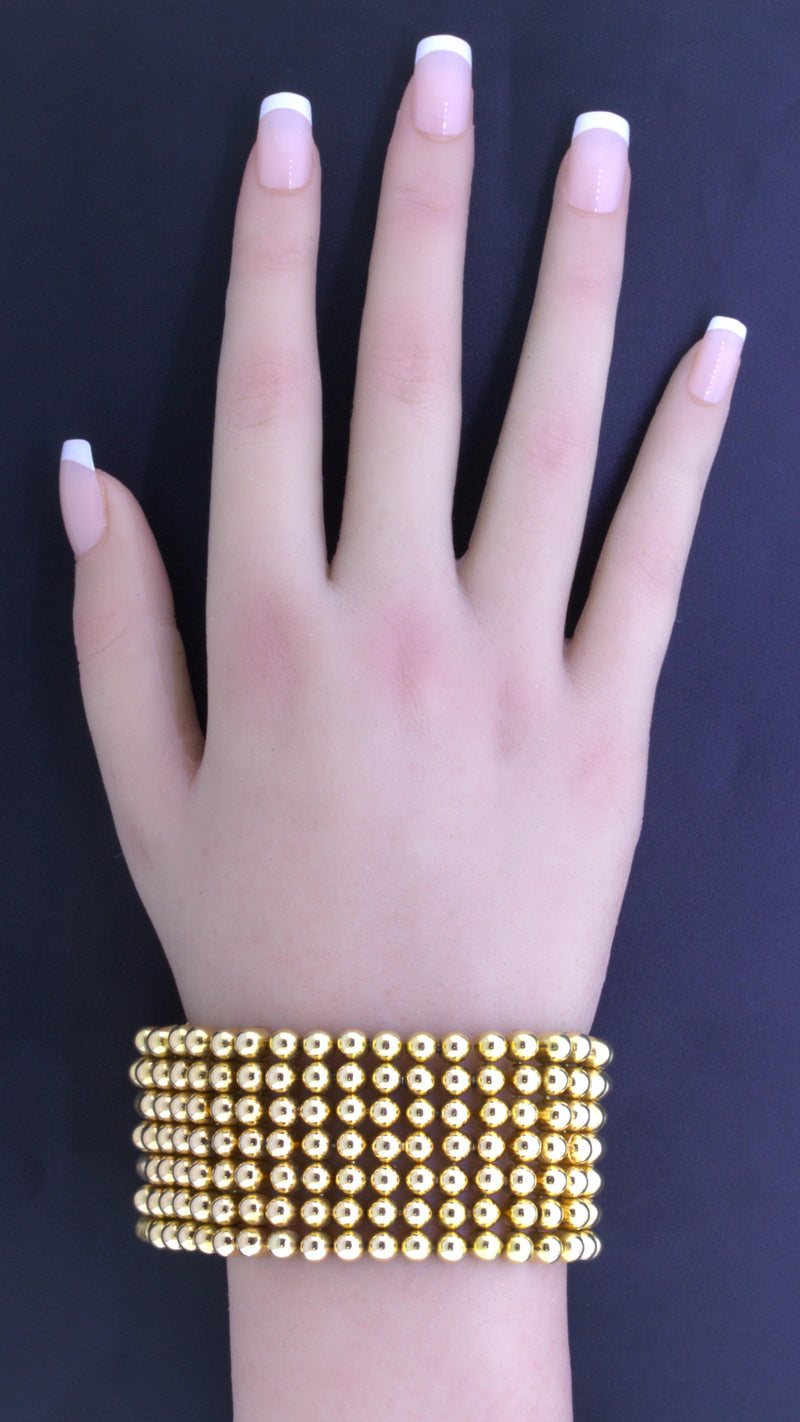 18k Rosey Yellow Gold Wide Dome Bead Bracelet