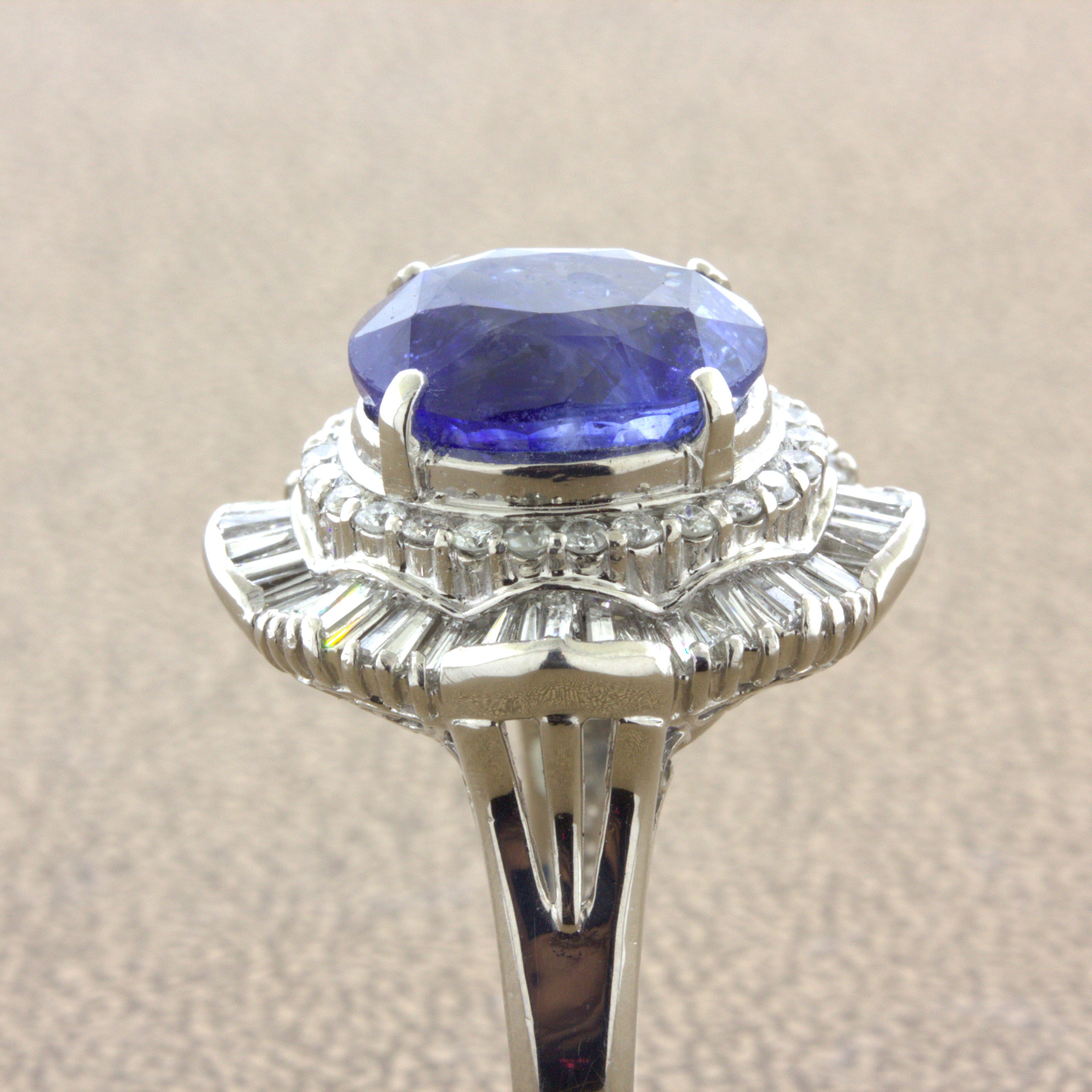 7.94 Carat Sapphire Diamond Platinum Ring