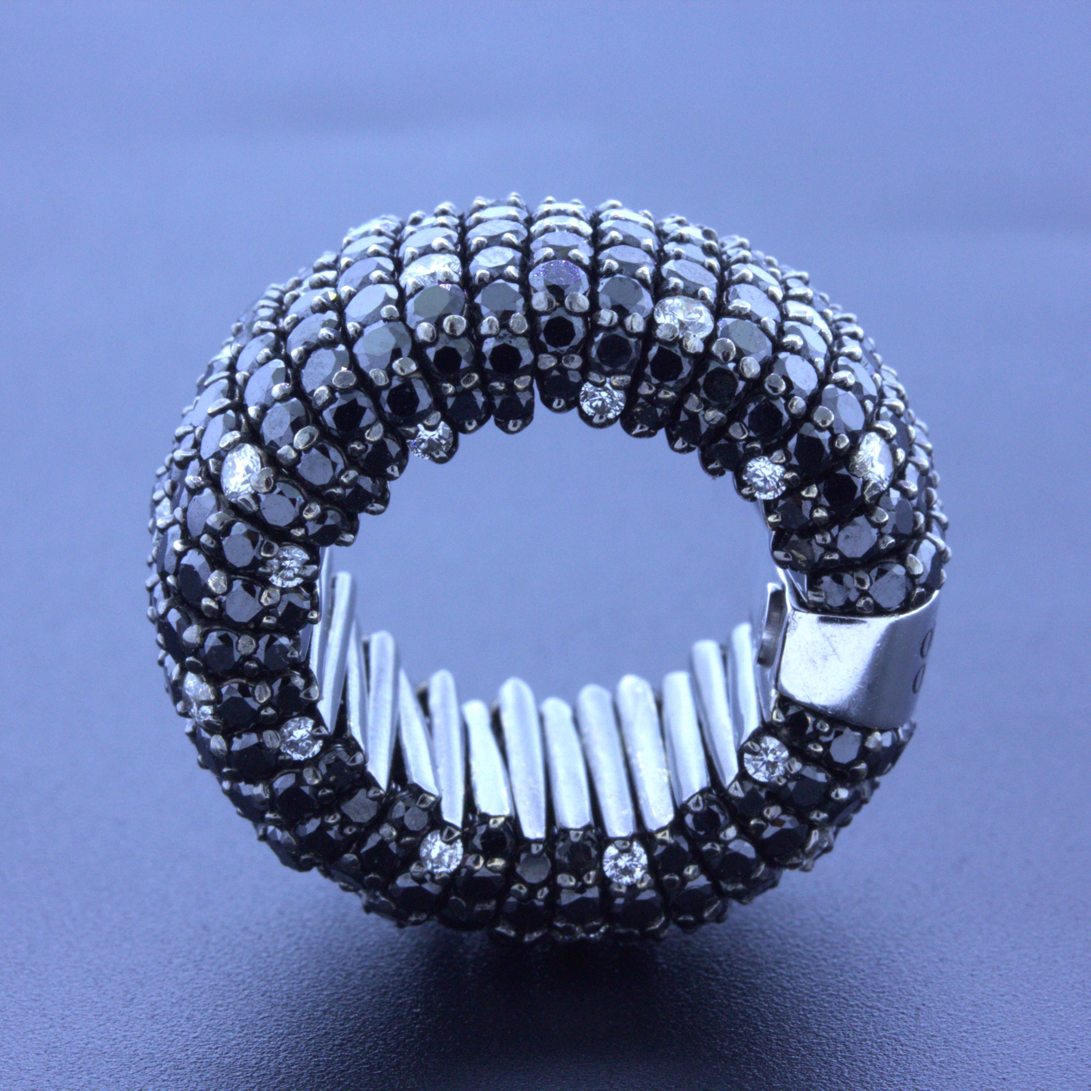Roberto Demeglio White & Black Diamond 18k White Gold Stretch Ring