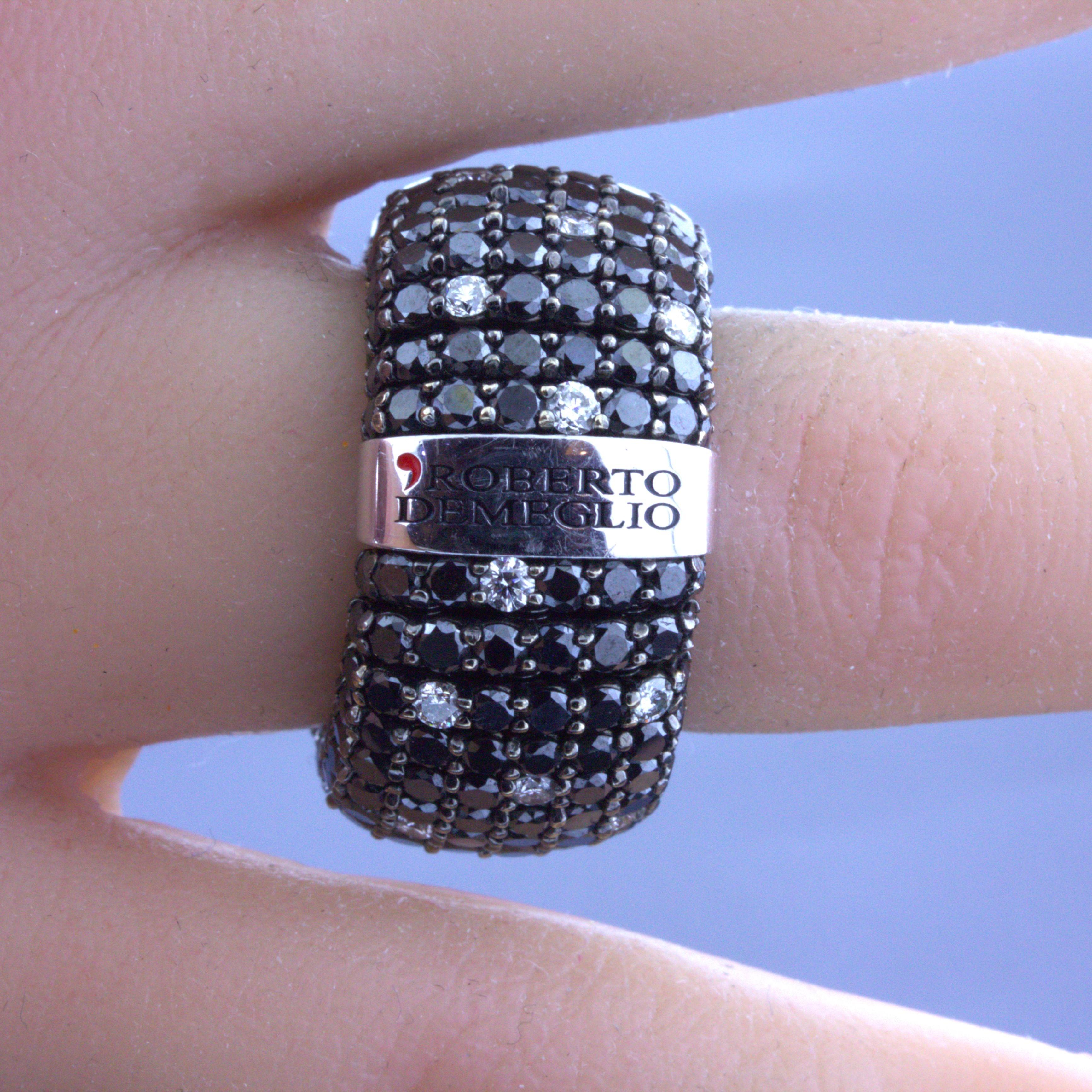 Roberto Demeglio White & Black Diamond 18k White Gold Stretch Ring