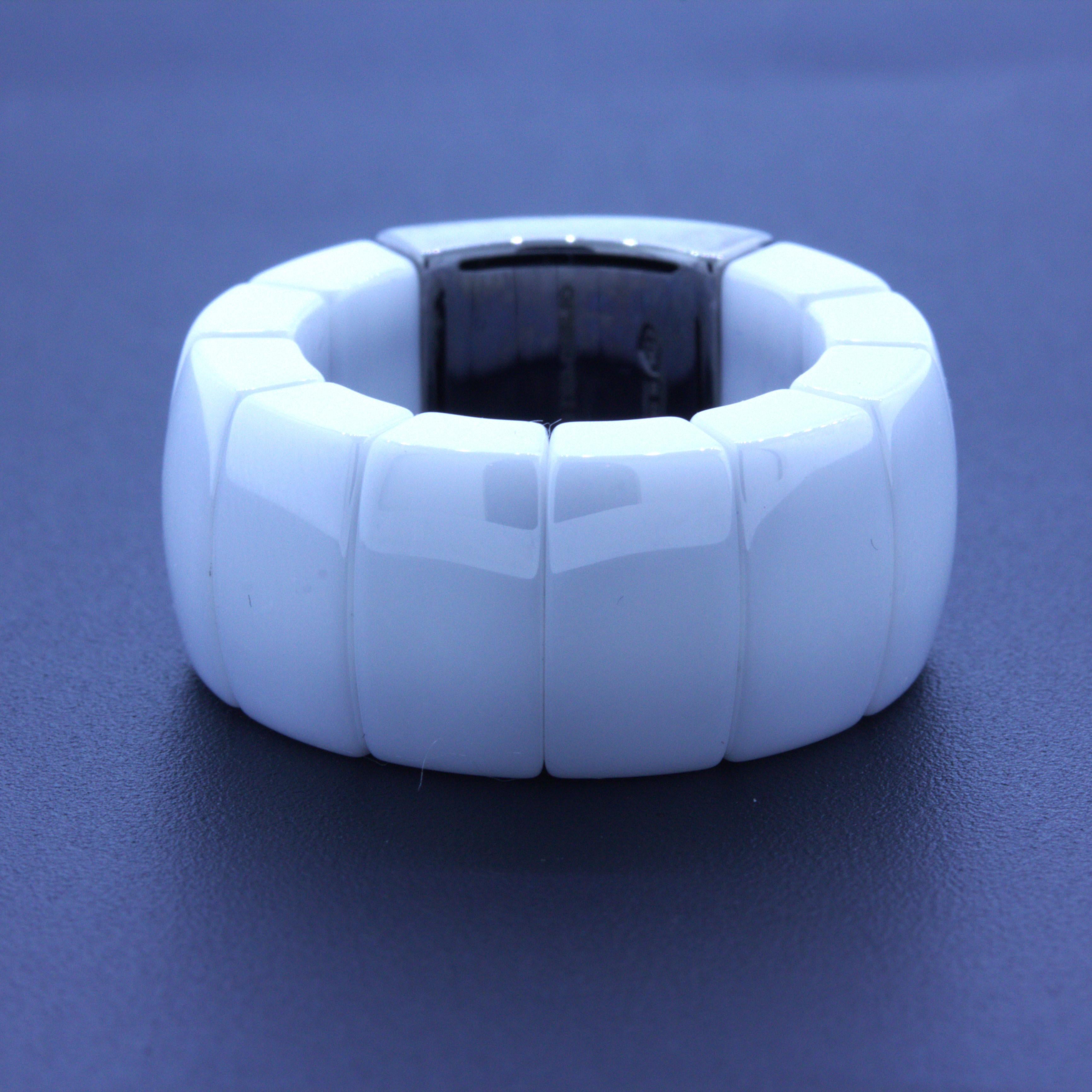 Roberto Demeglio Black Diamond AURA 18k White Gold Overlay Stretch Ring