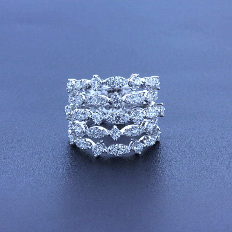 Diamond Multi-Row 18k White Gold Wrap Ring
