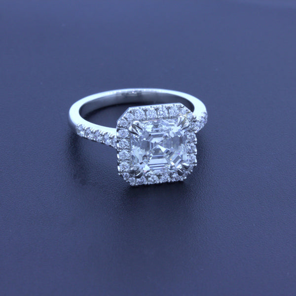 3.05 Carat Asscher-cut Diamond Platinum Engagement Ring, E-VS1 EGL Certified