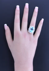 8.04 Carat Aquamarine Diamond 18K White Gold Ring
