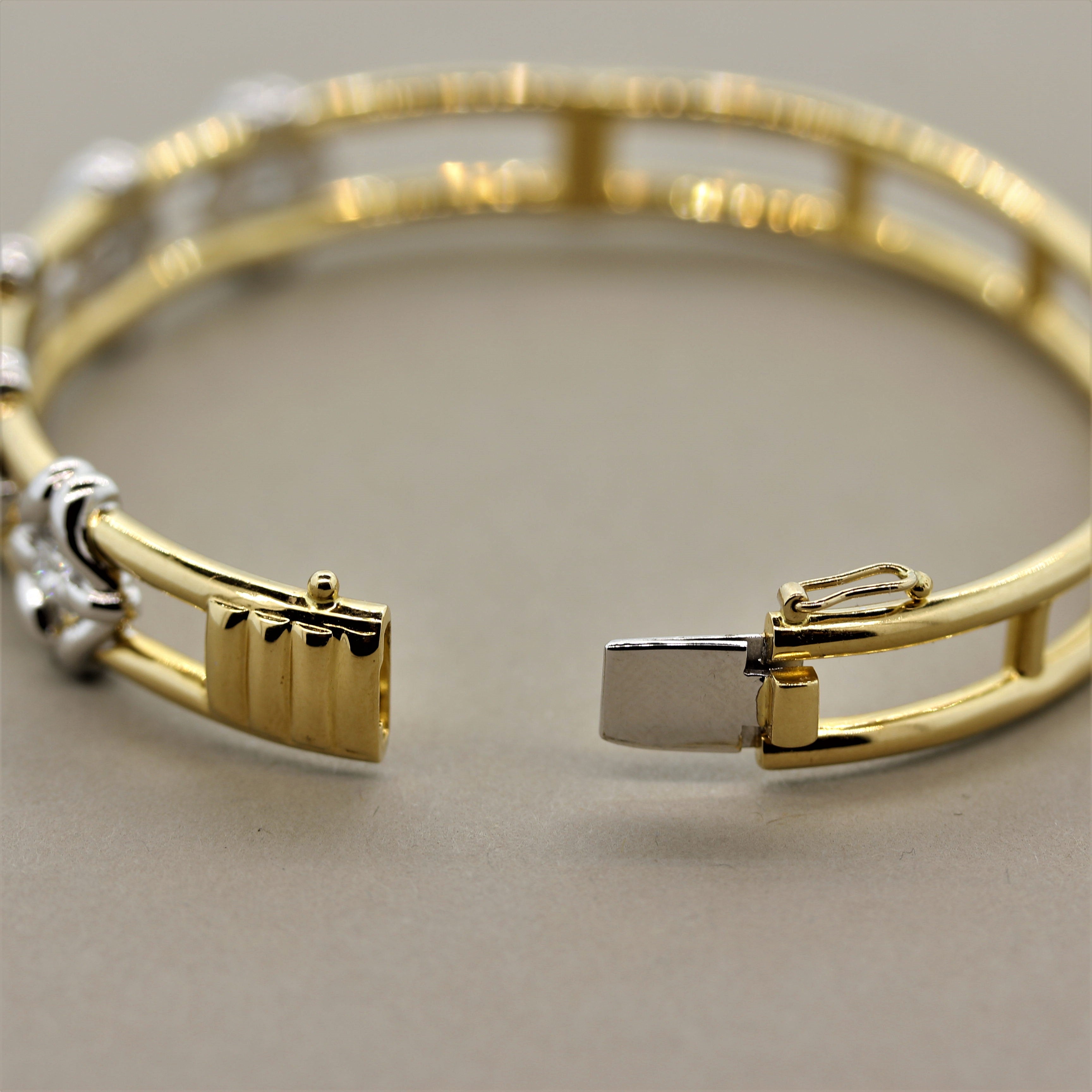 Diamond Two-Tone Gold & Platinum Bangle Bracelet