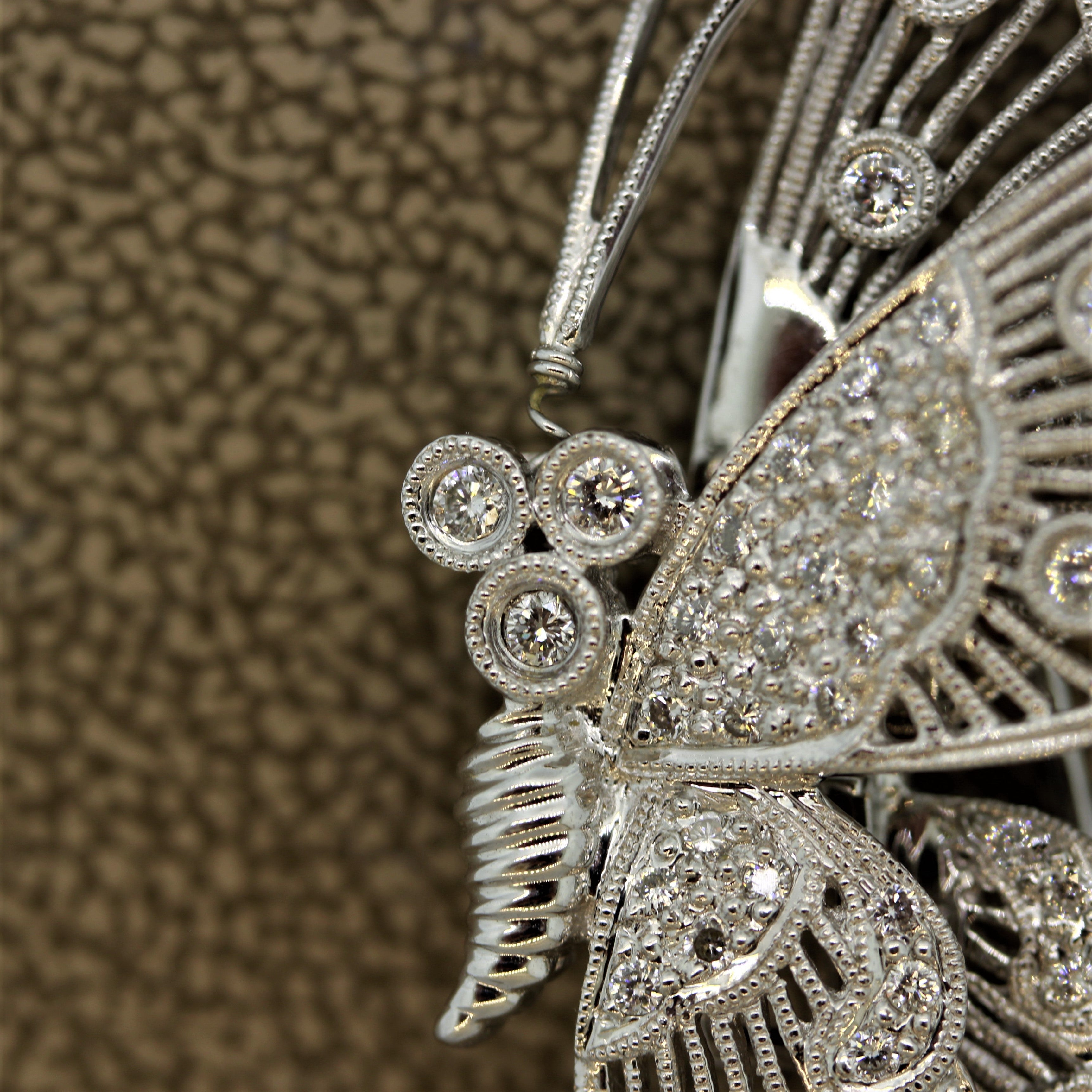 Diamond Gold “Tremble” Butterfly Brooch