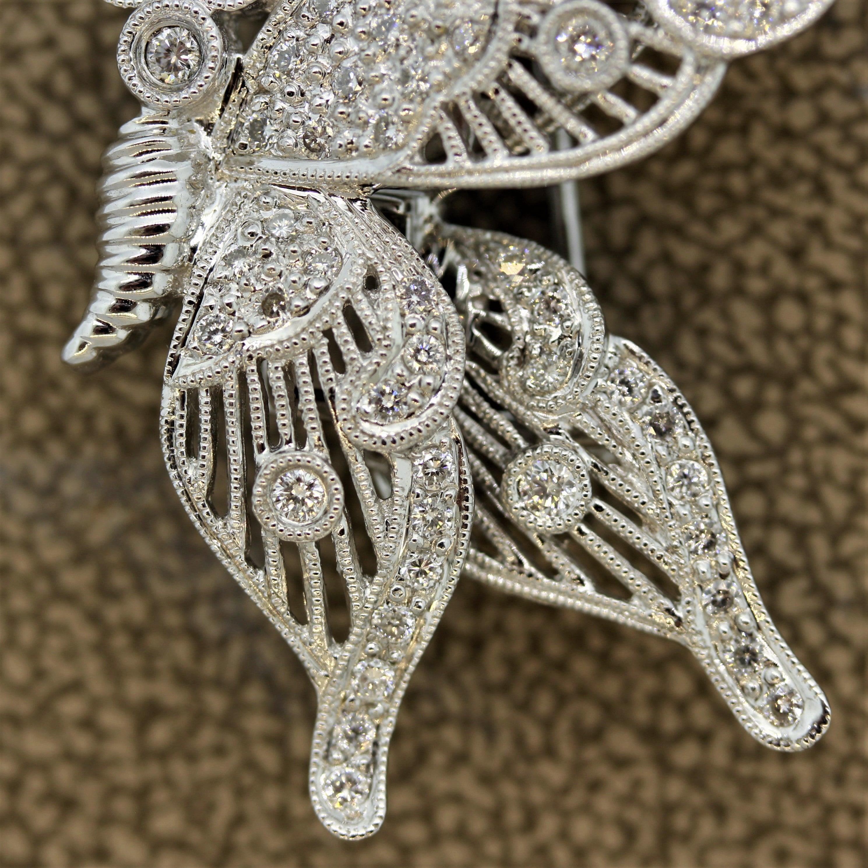 Diamond Gold “Tremble” Butterfly Brooch