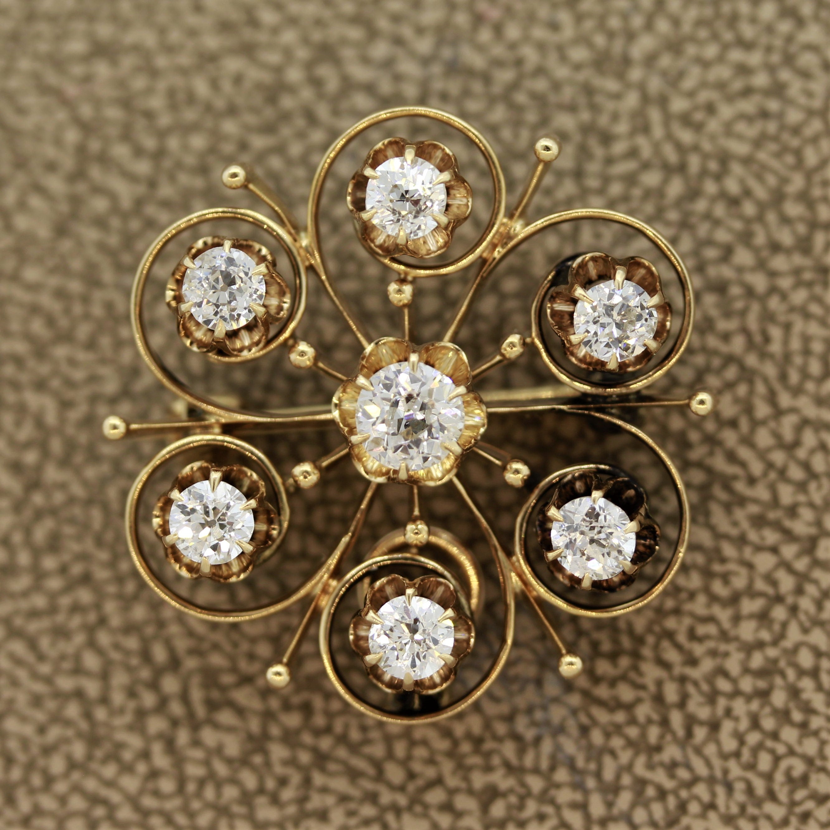 Victorian Diamond Gold Star Pin Brooch