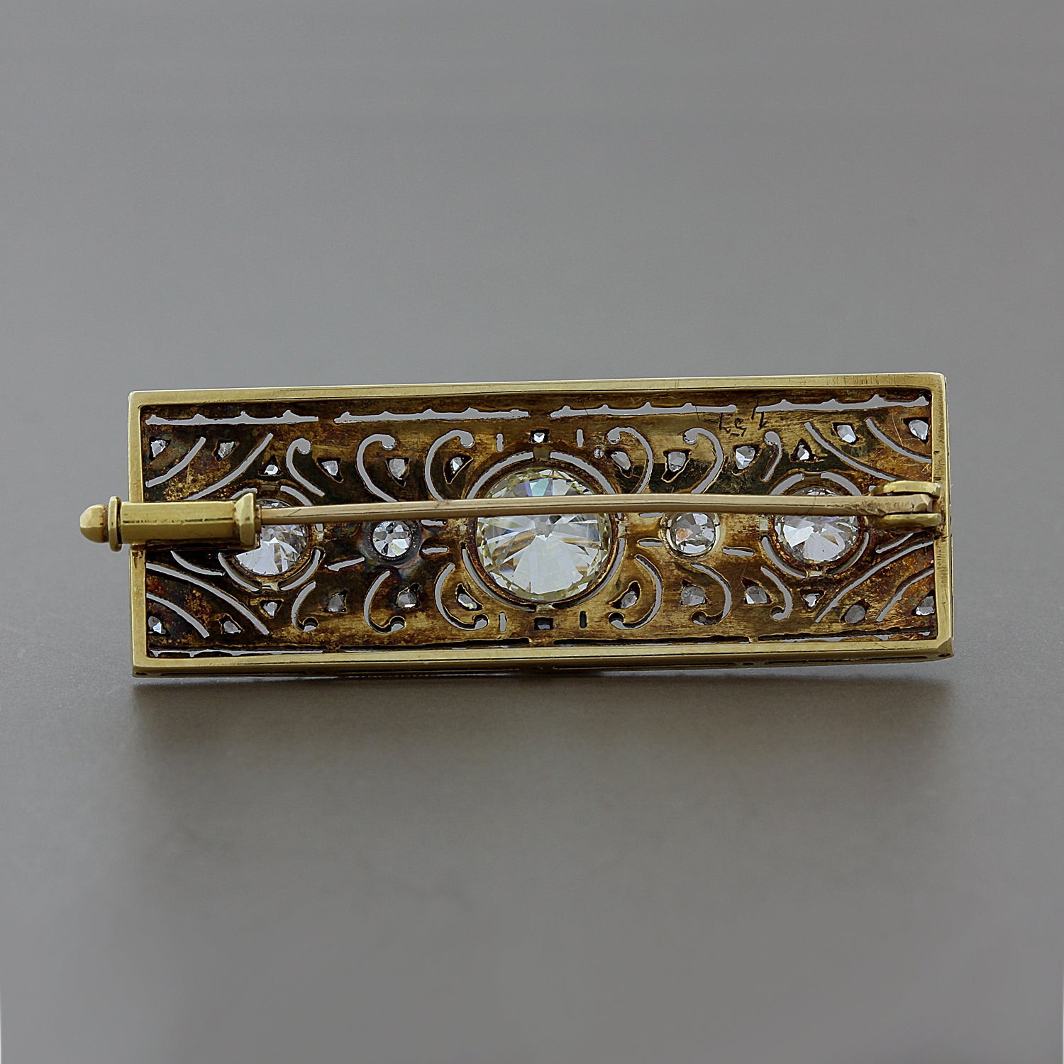 Art Deco Diamond Platinum Gold Brooch