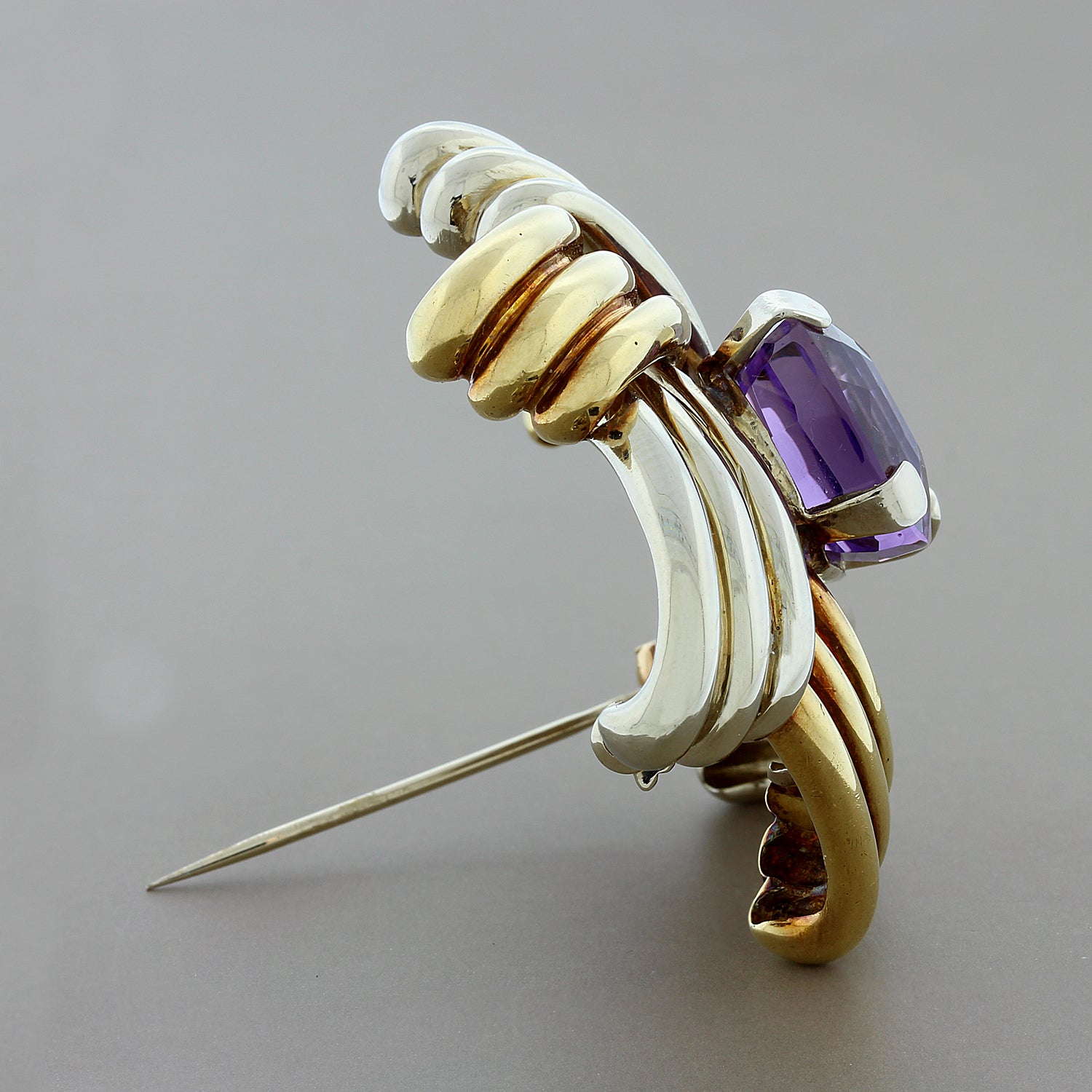 Tiffany & Co. Amethyst Star Gold Brooch