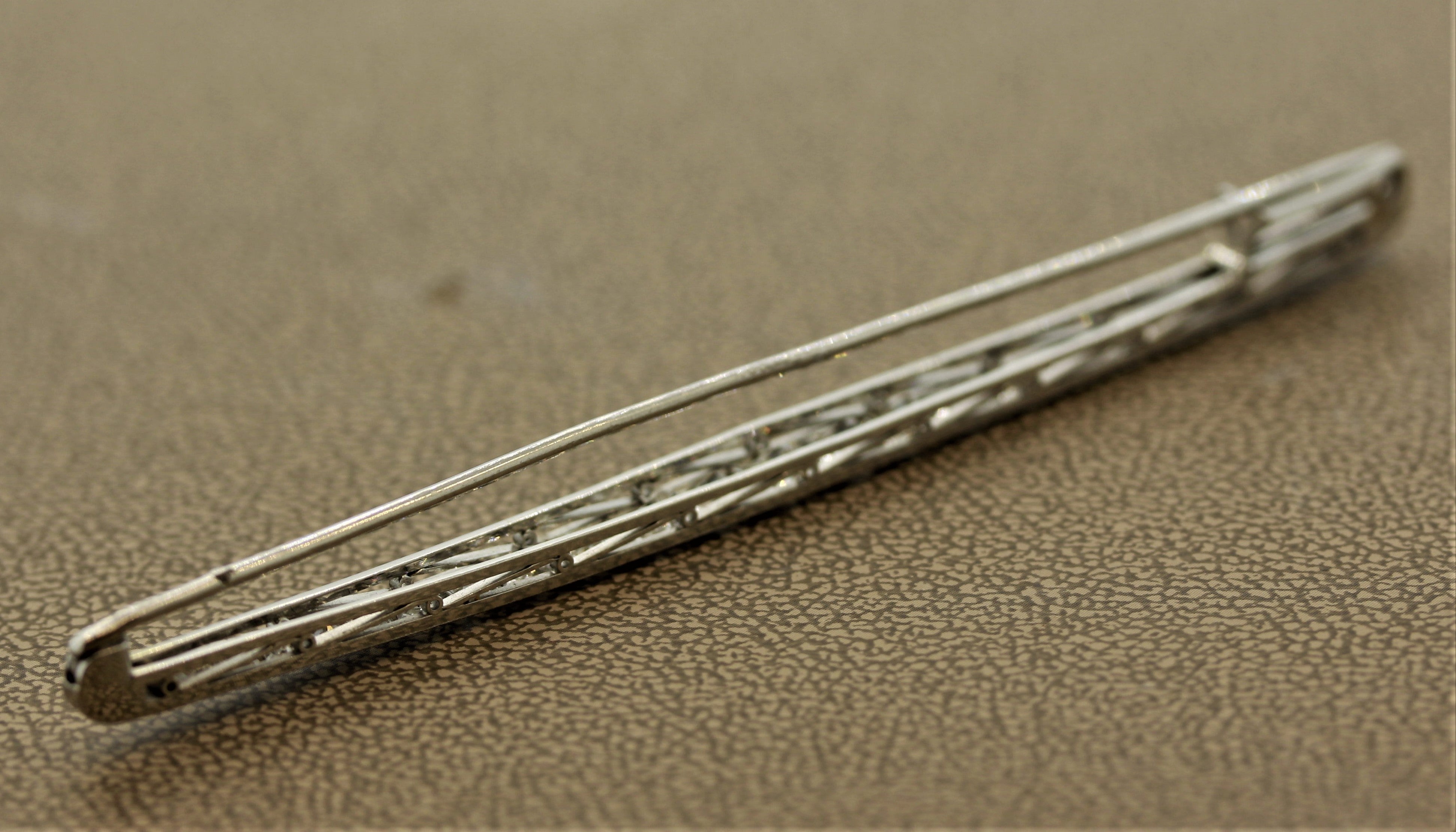 Edwardian Diamond Platinum Bar-Pin Brooch
