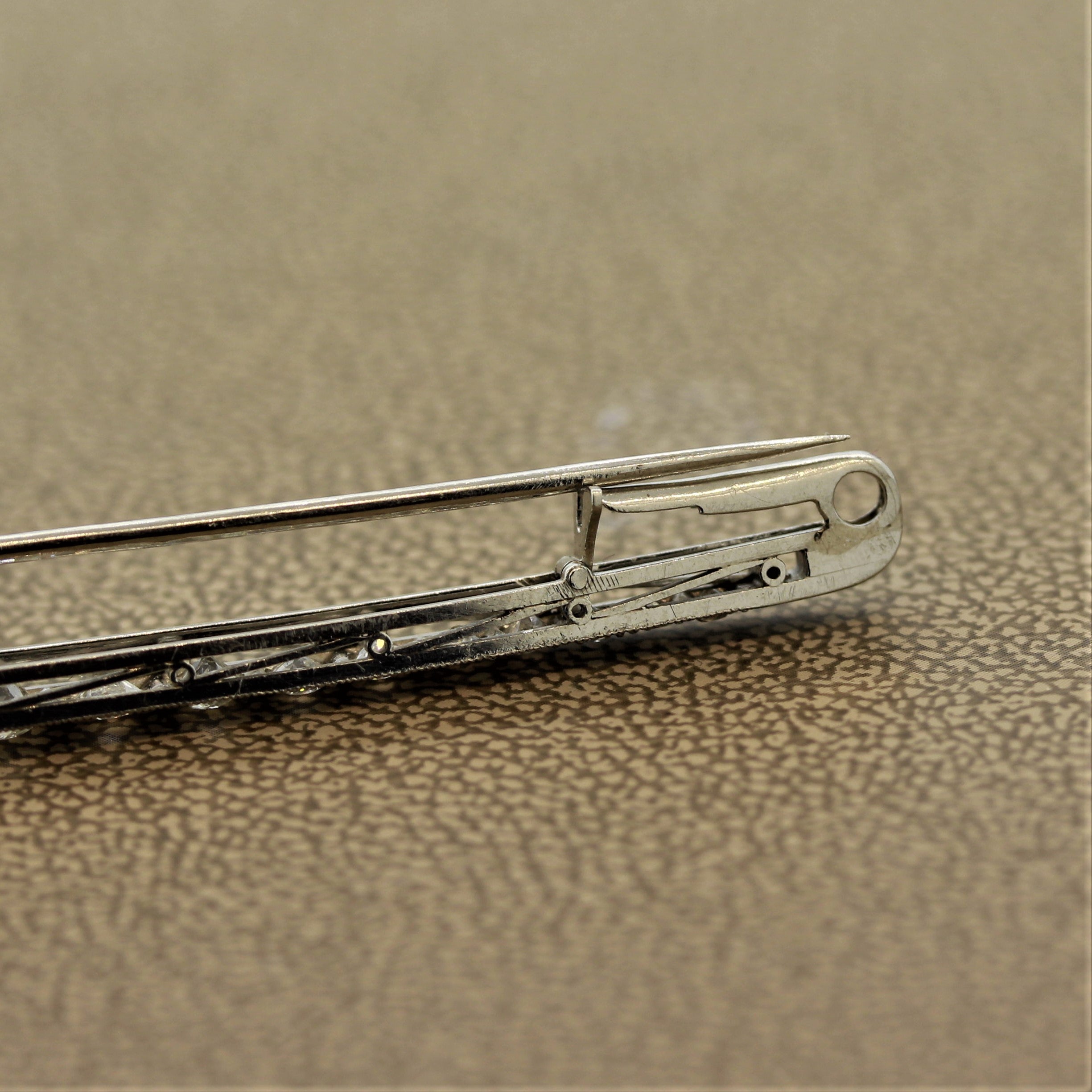 Edwardian Diamond Platinum Bar-Pin Brooch