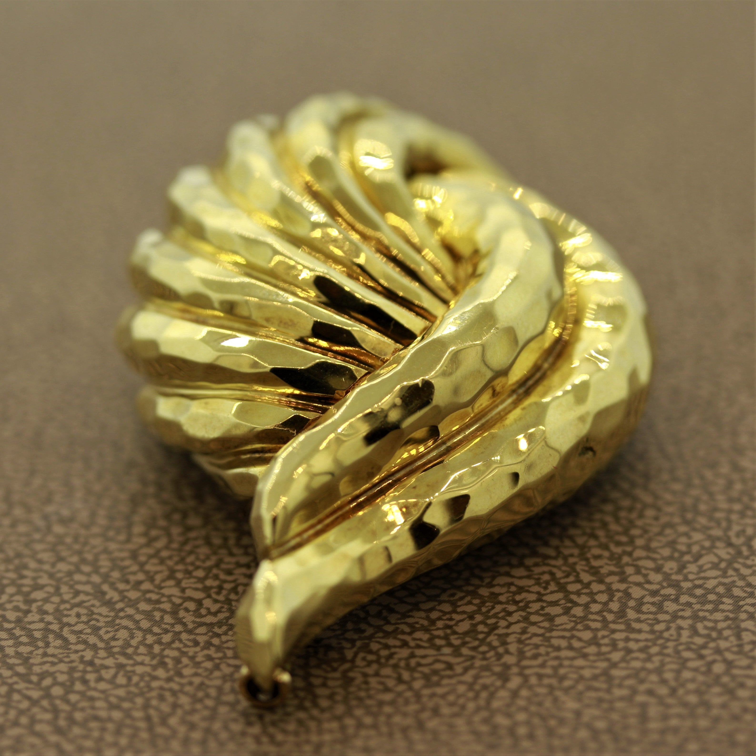 Henry Dunay Hammered Gold Brooch