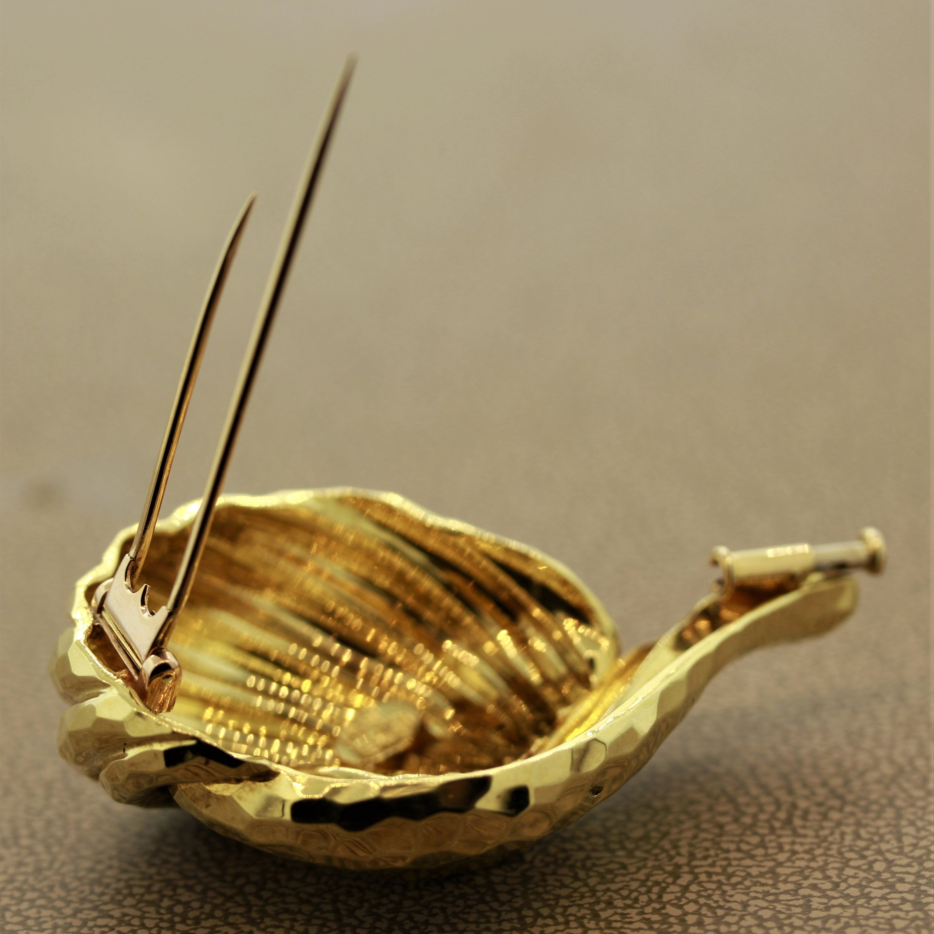 Henry Dunay Hammered Gold Brooch