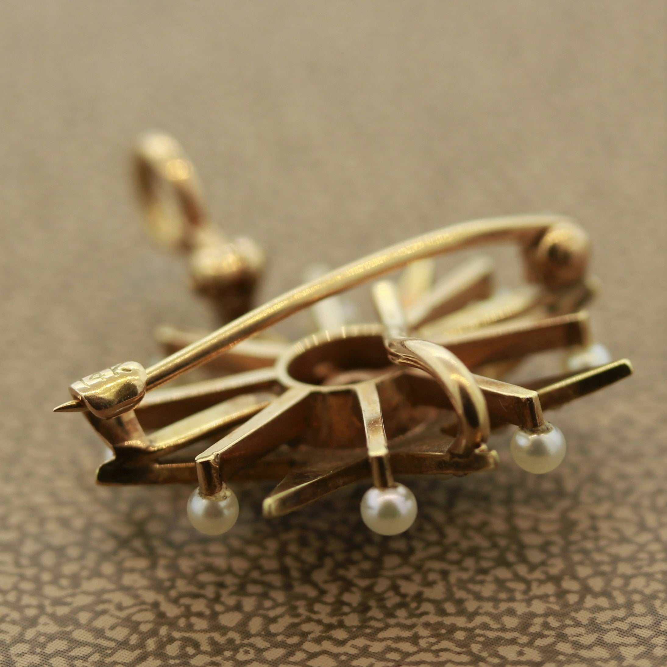 Victorian Seed-Pearl Gold Starburst Pin-Pendant