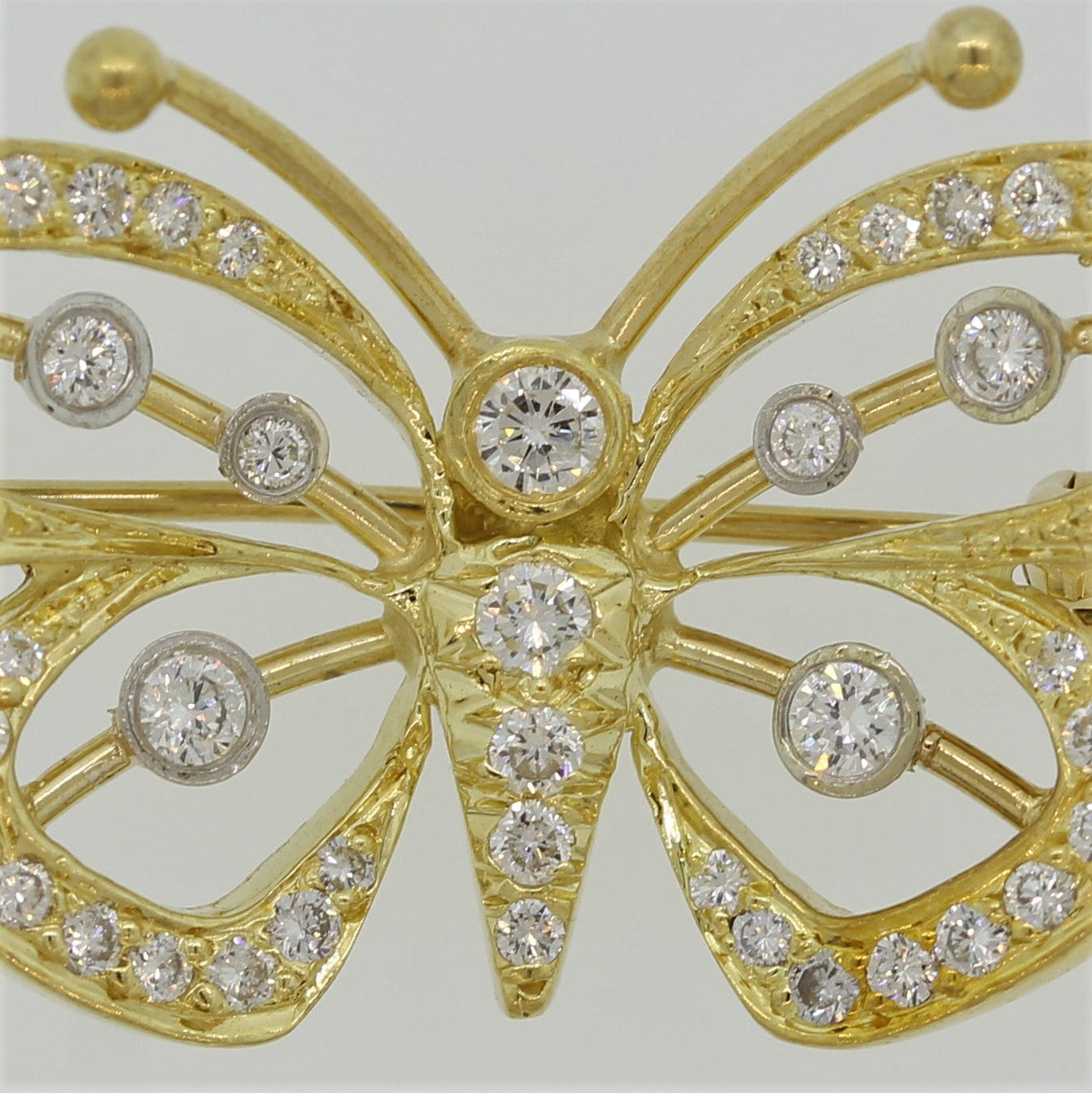 Diamond Gold & Platinum Butterfly Pin Brooch