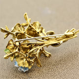 Italian Gold Enameled Rose Bouquet Diamond Brooch