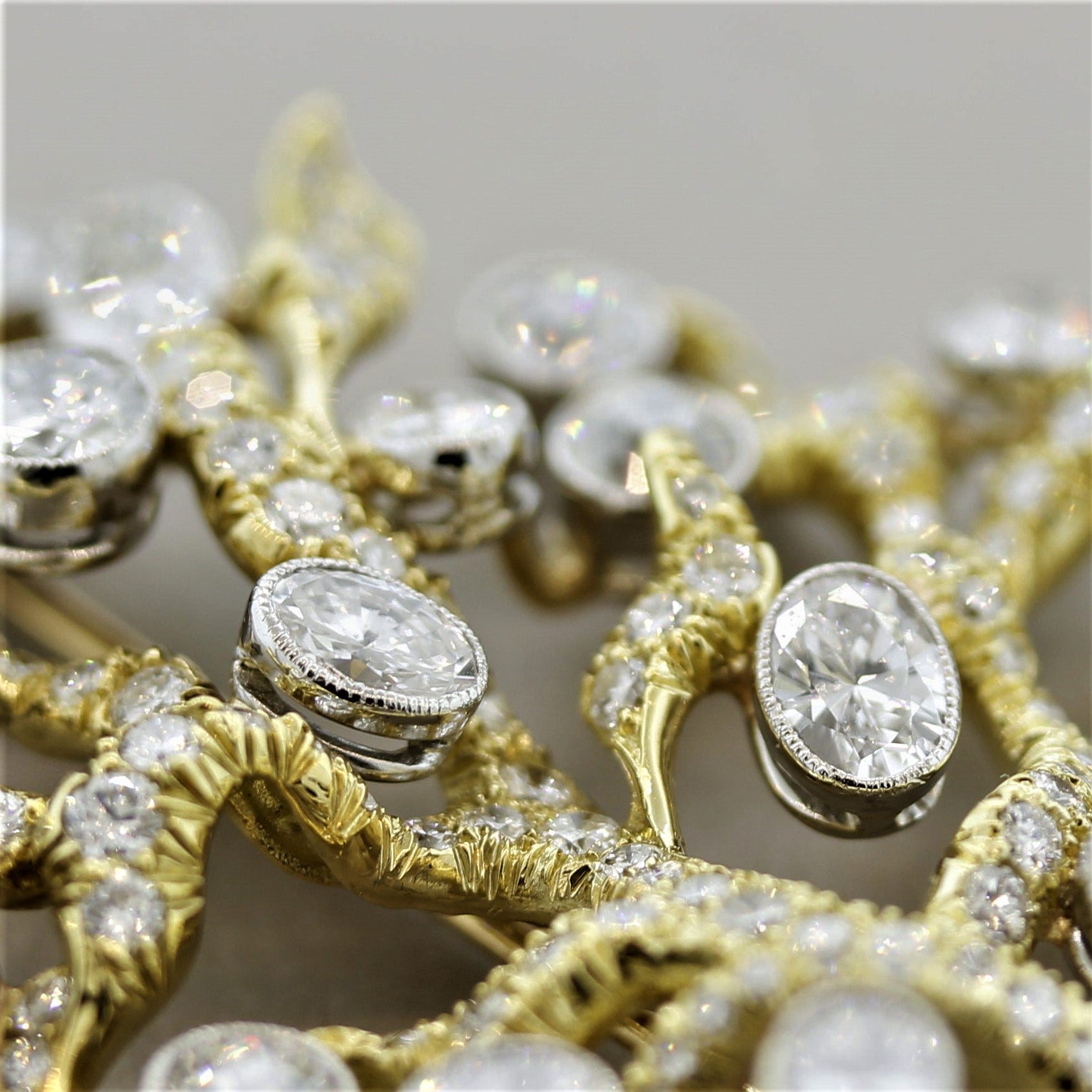 Julius Cohen Diamond Gold Tree-of-life Brooch