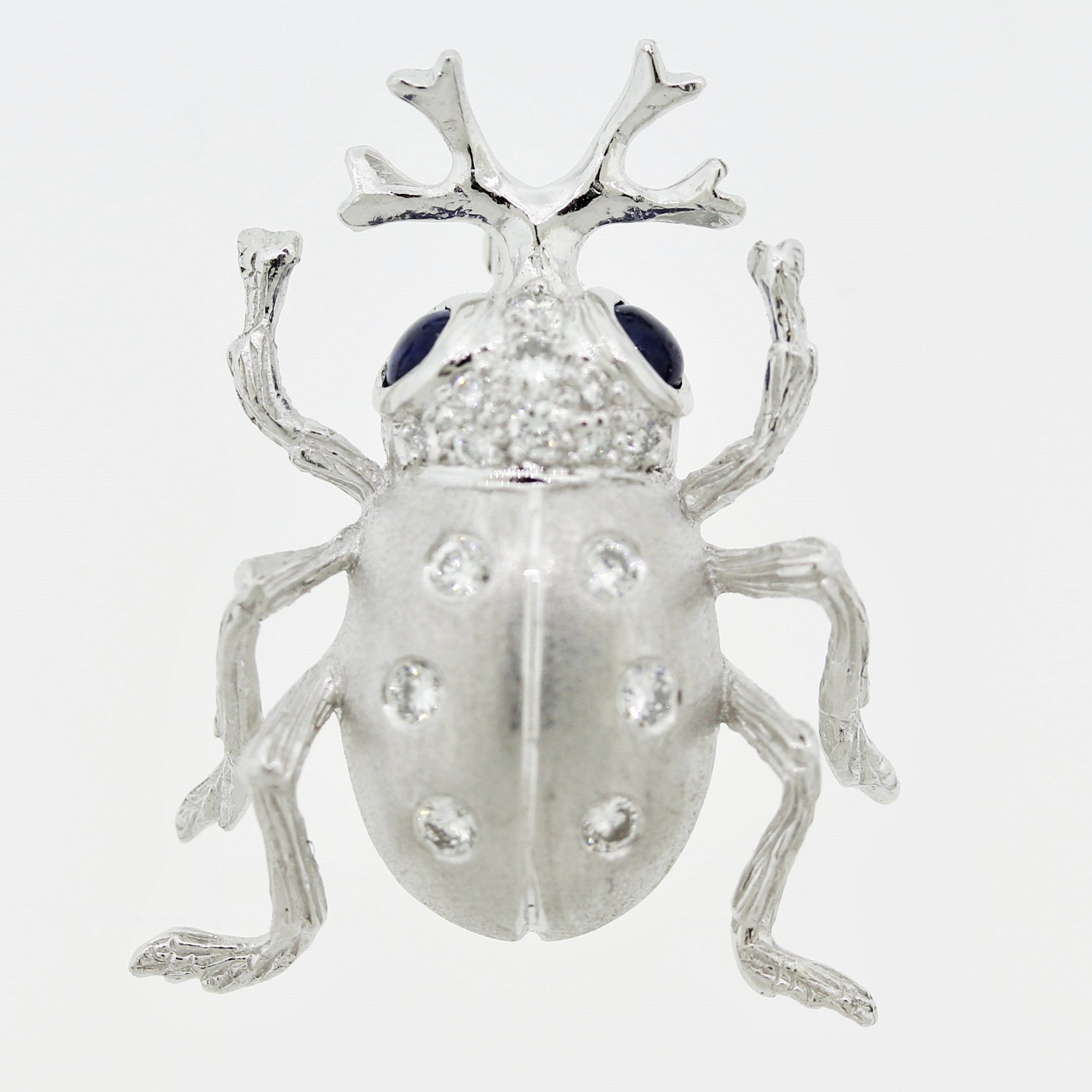 Diamond Sapphire Platinum Beetle Pin Brooch
