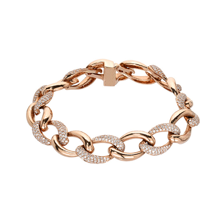 Diamond Pave Gold Chain Link Bracelet
