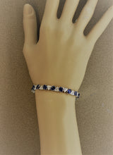 Blue Sapphire Diamond Gold Tennis Bracelet