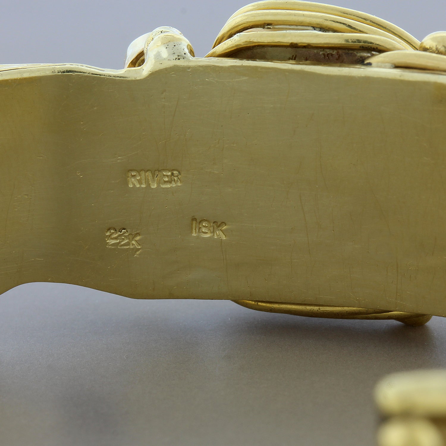 Estate Opal Pearl Tsavorite Amethyst Two-Tone Gold Cuff Bracelet