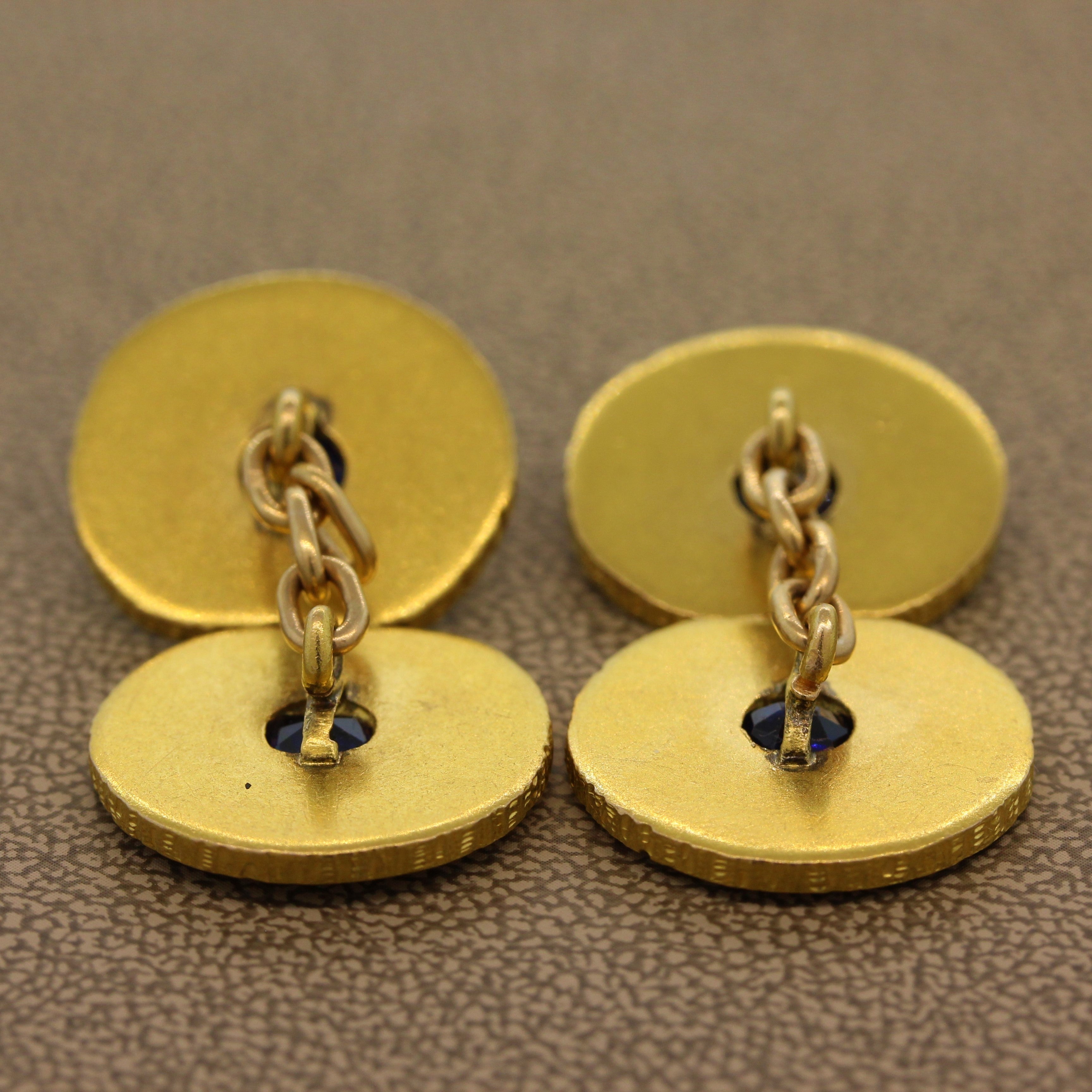 Sapphire Gold Cufflinks