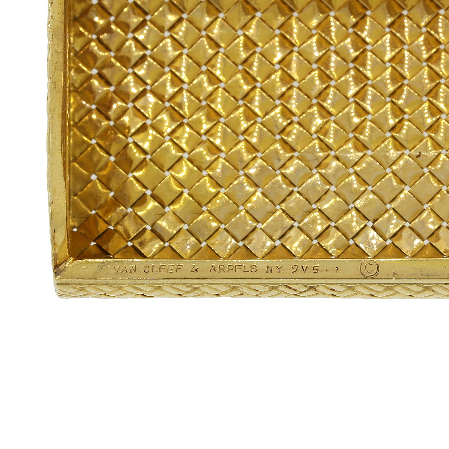 Van Cleef & Arpels Gold Necessaire Basket Weave Case