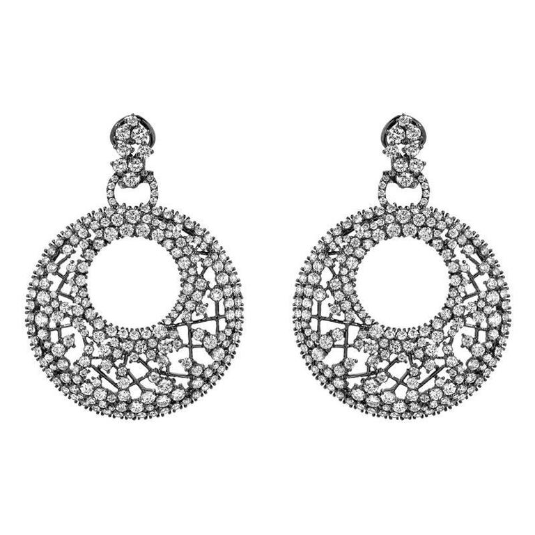 Diamond Gold Drop Web Earrings