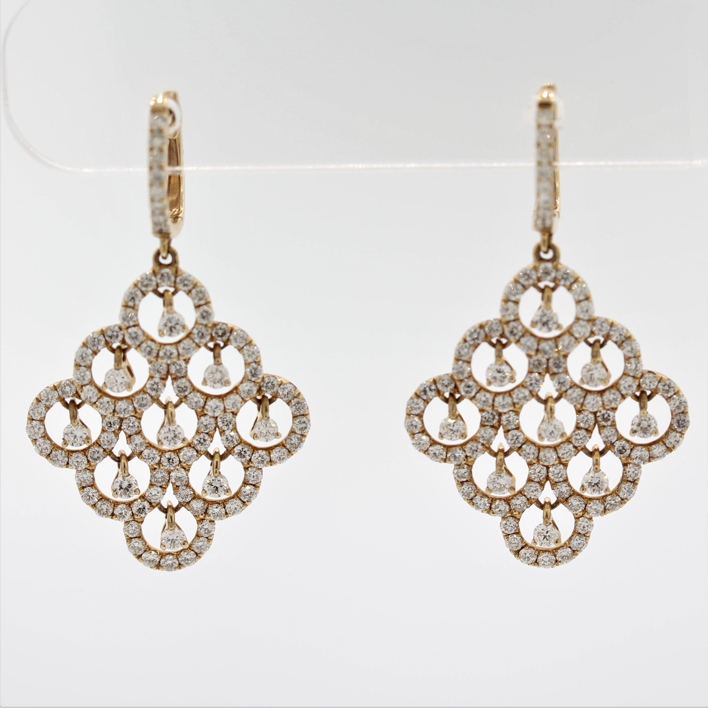 Diamond Dangle Gold Drop Chandelier Earrings