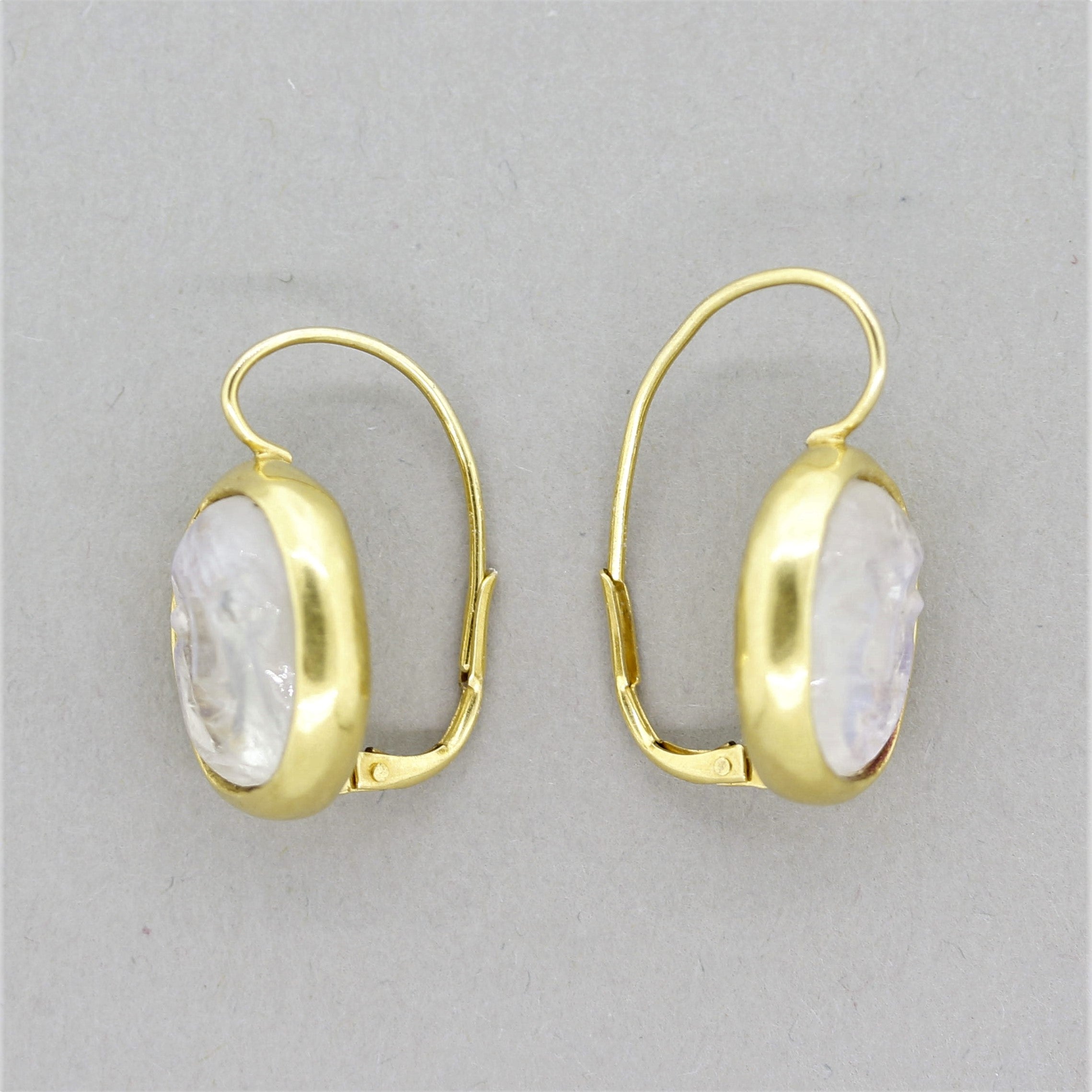 Moonstone Cameo Gold Earrings