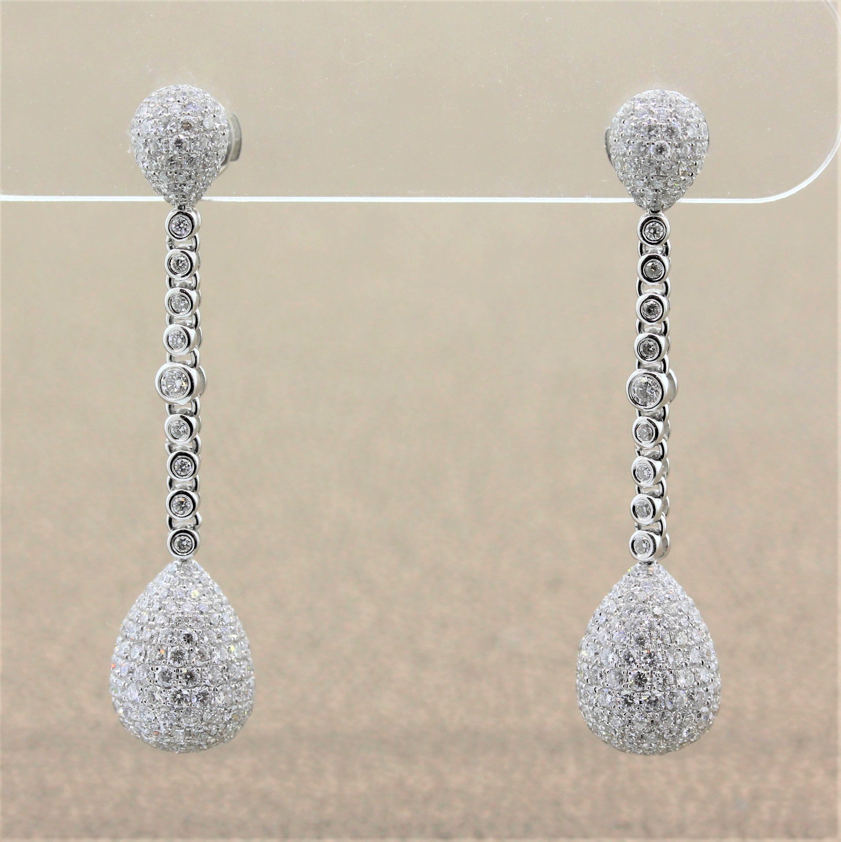 Diamond Pave Gold Drop Earrings