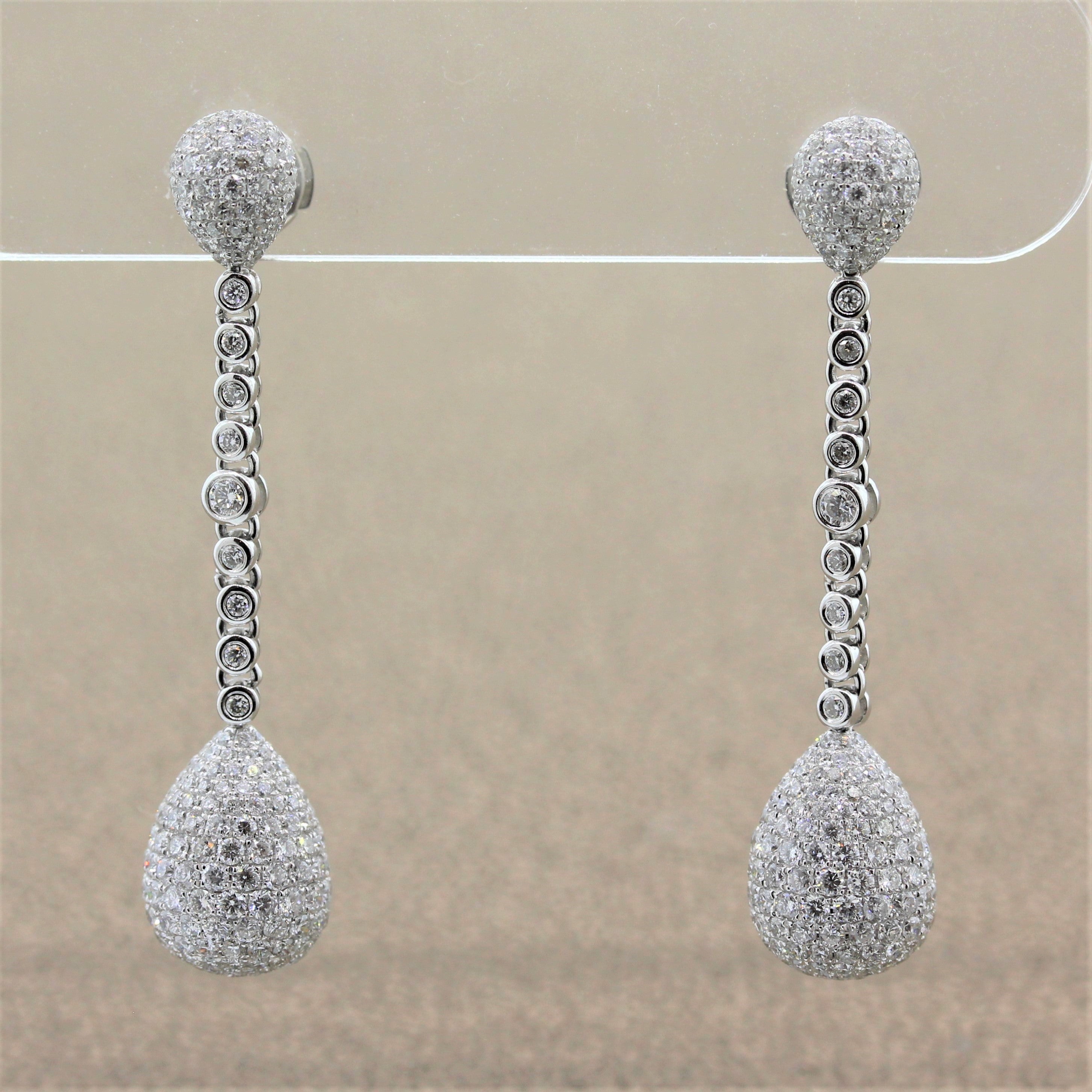 Diamond Pave Gold Drop Earrings