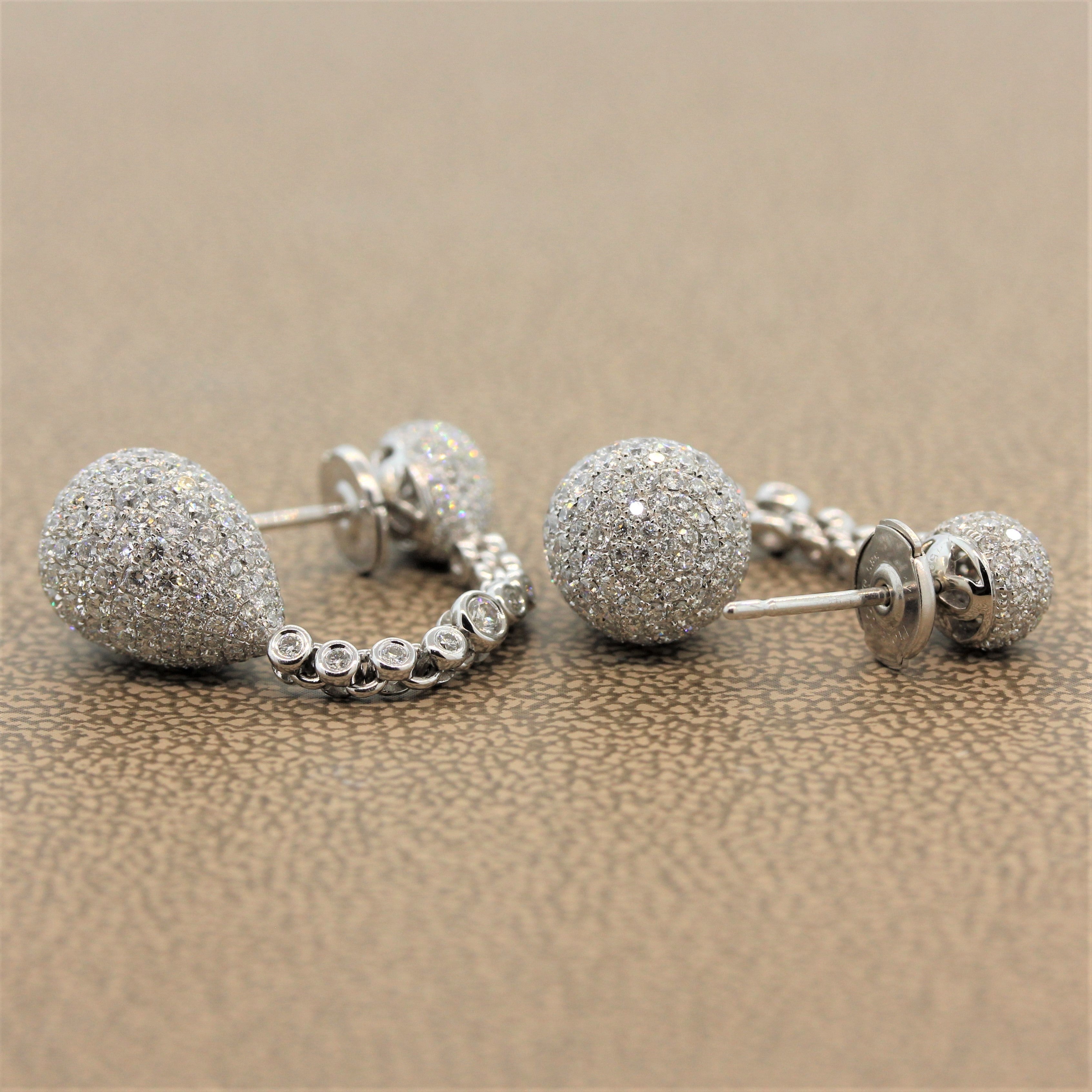 Diamond Pave Gold Drop Earrings