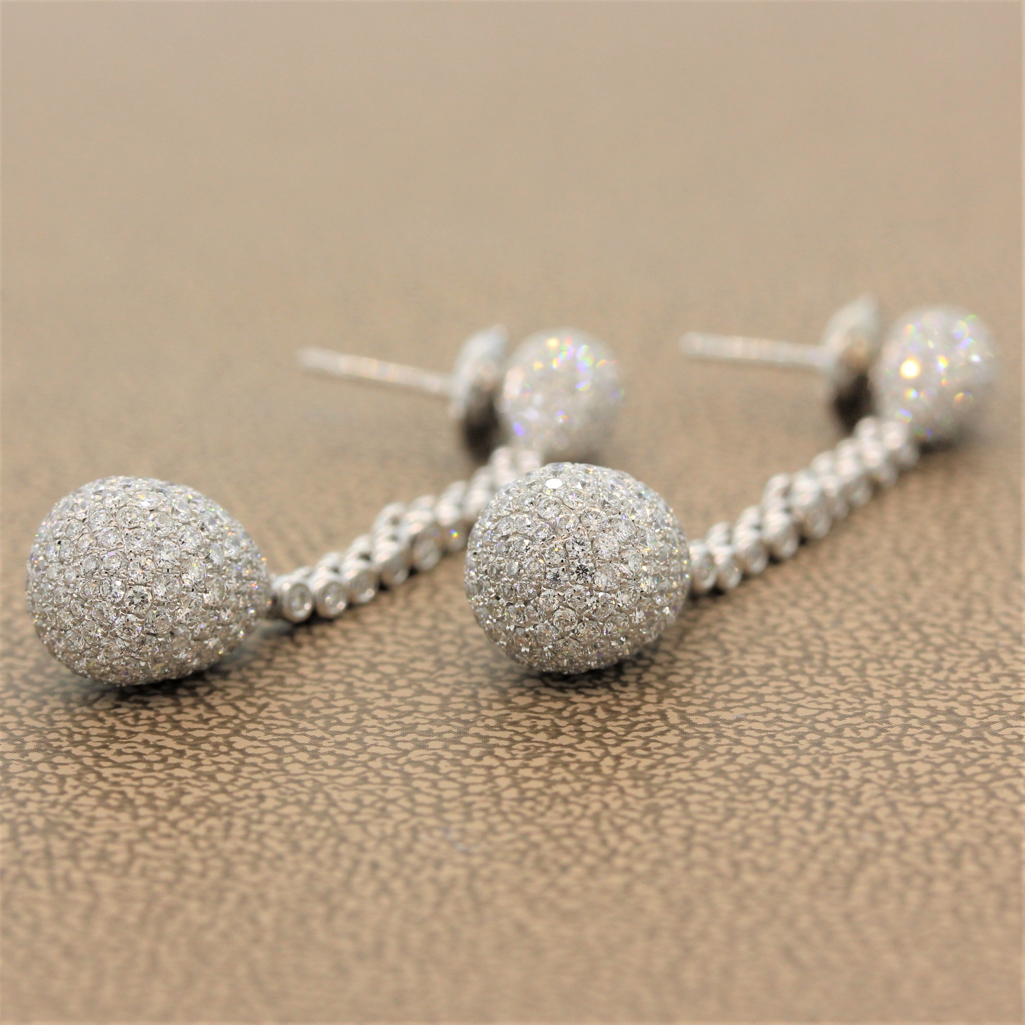 Diamond Pave Gold Drop Earrings