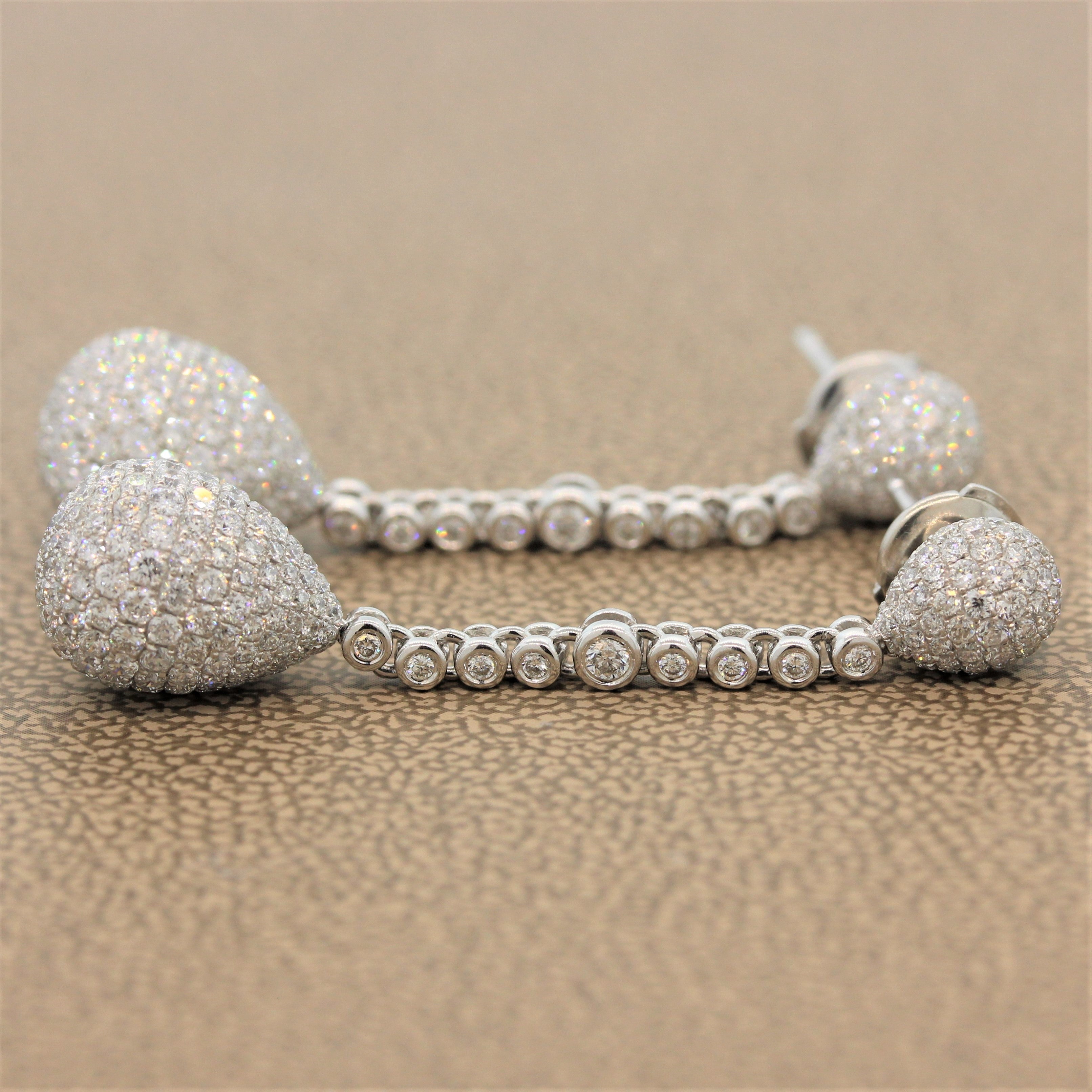 Diamond Pave Gold Drop Earrings