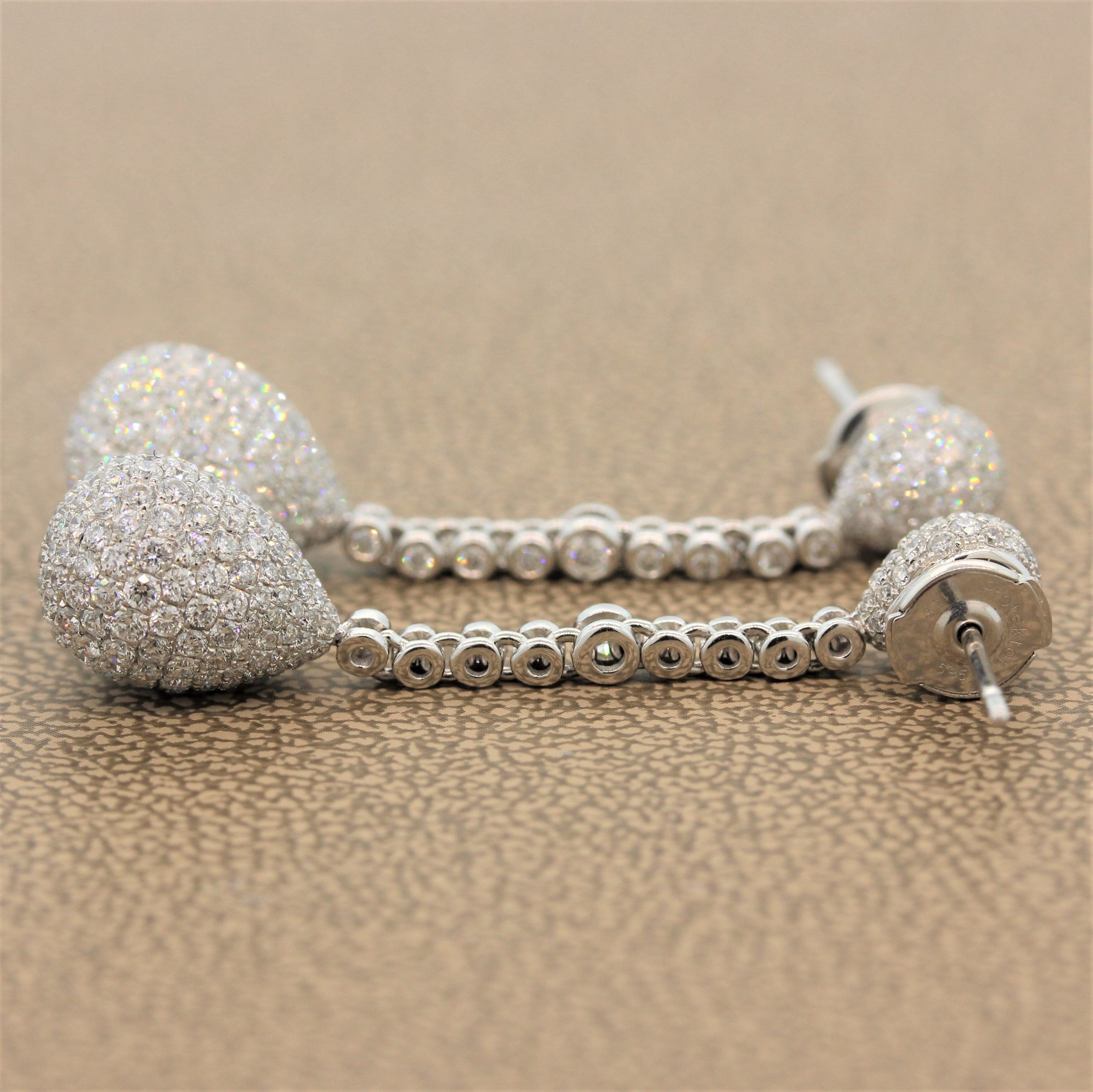 Diamond Pave Gold Drop Earrings