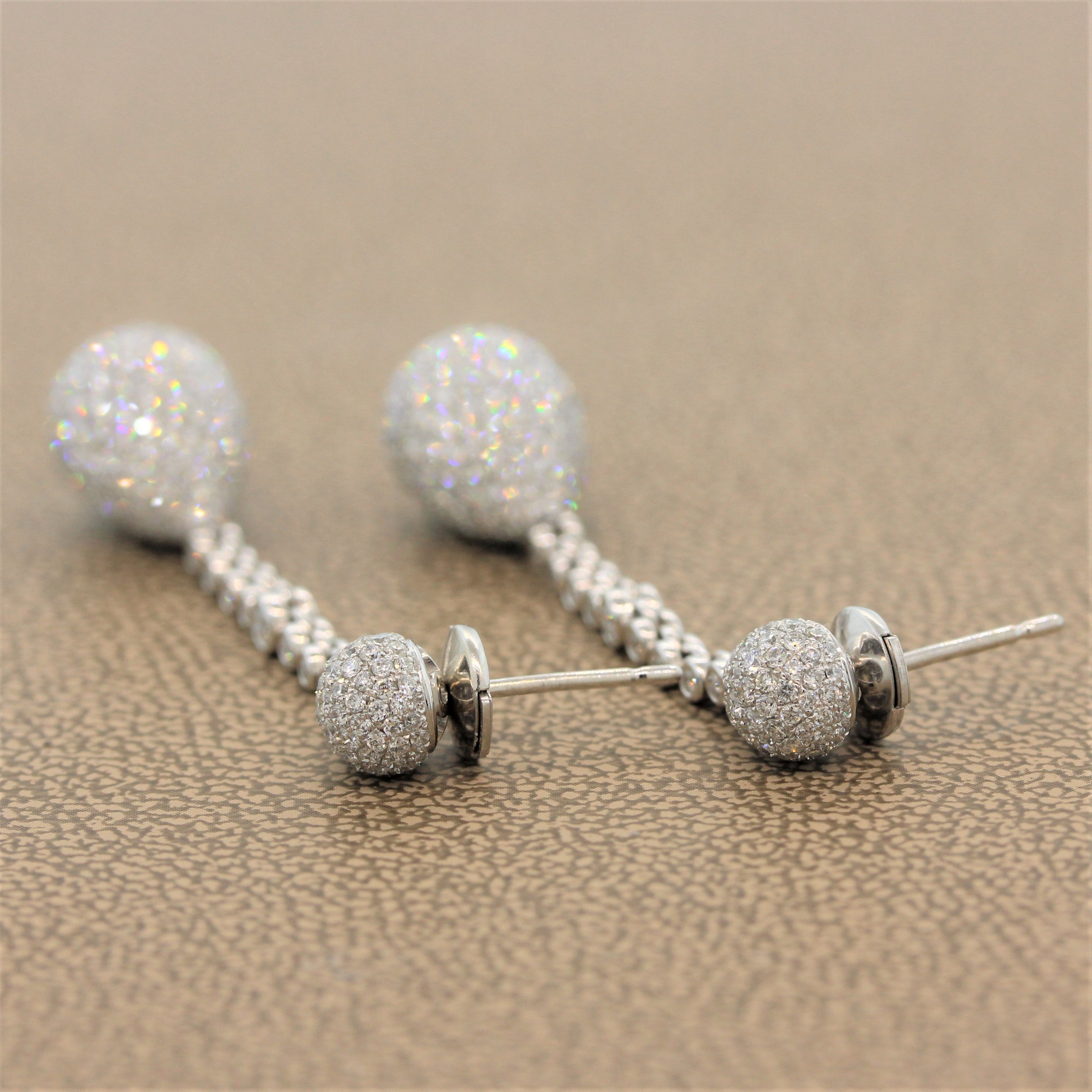 Diamond Pave Gold Drop Earrings