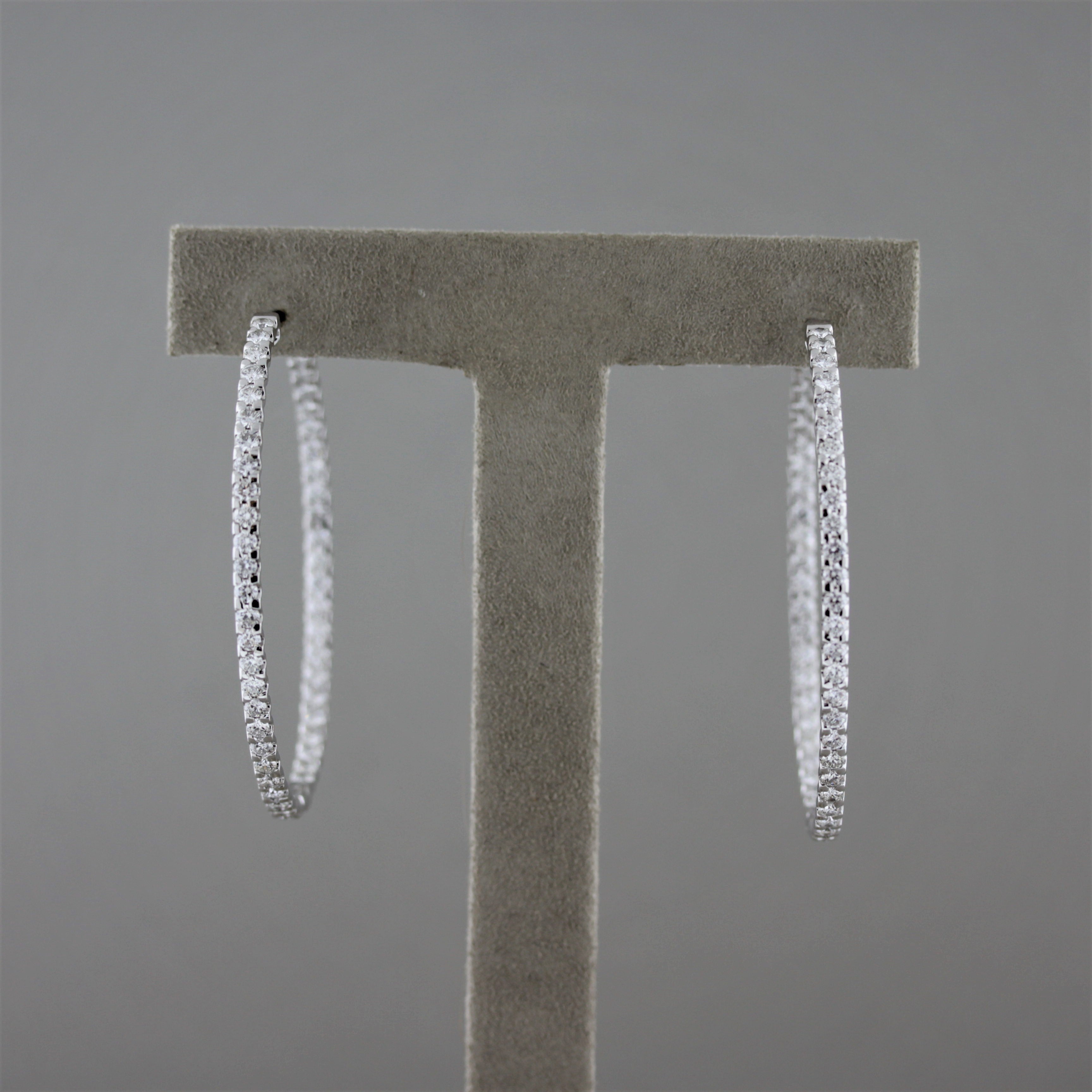 Diamond Gold Oval Hoop Earrings