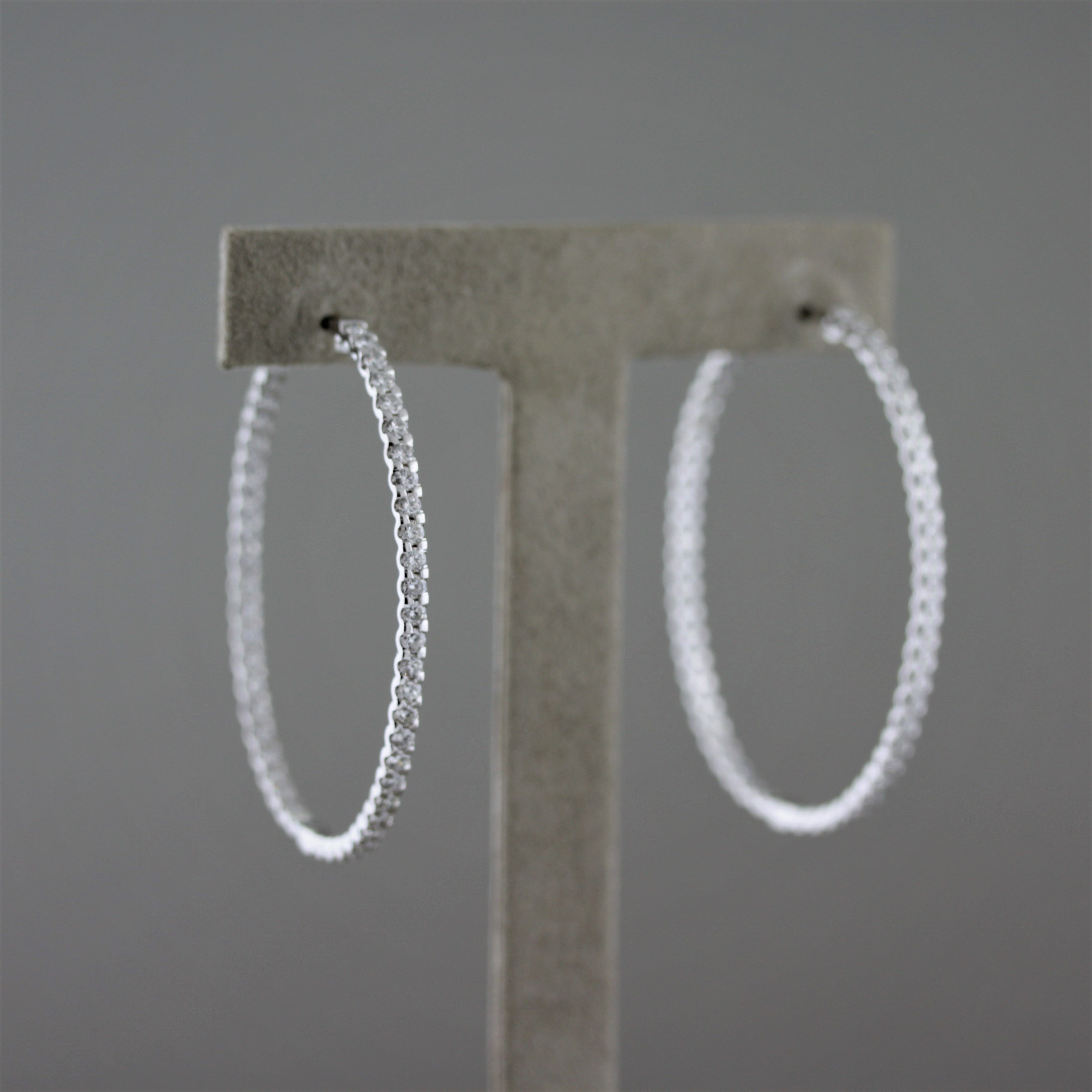 Diamond Gold Oval Hoop Earrings