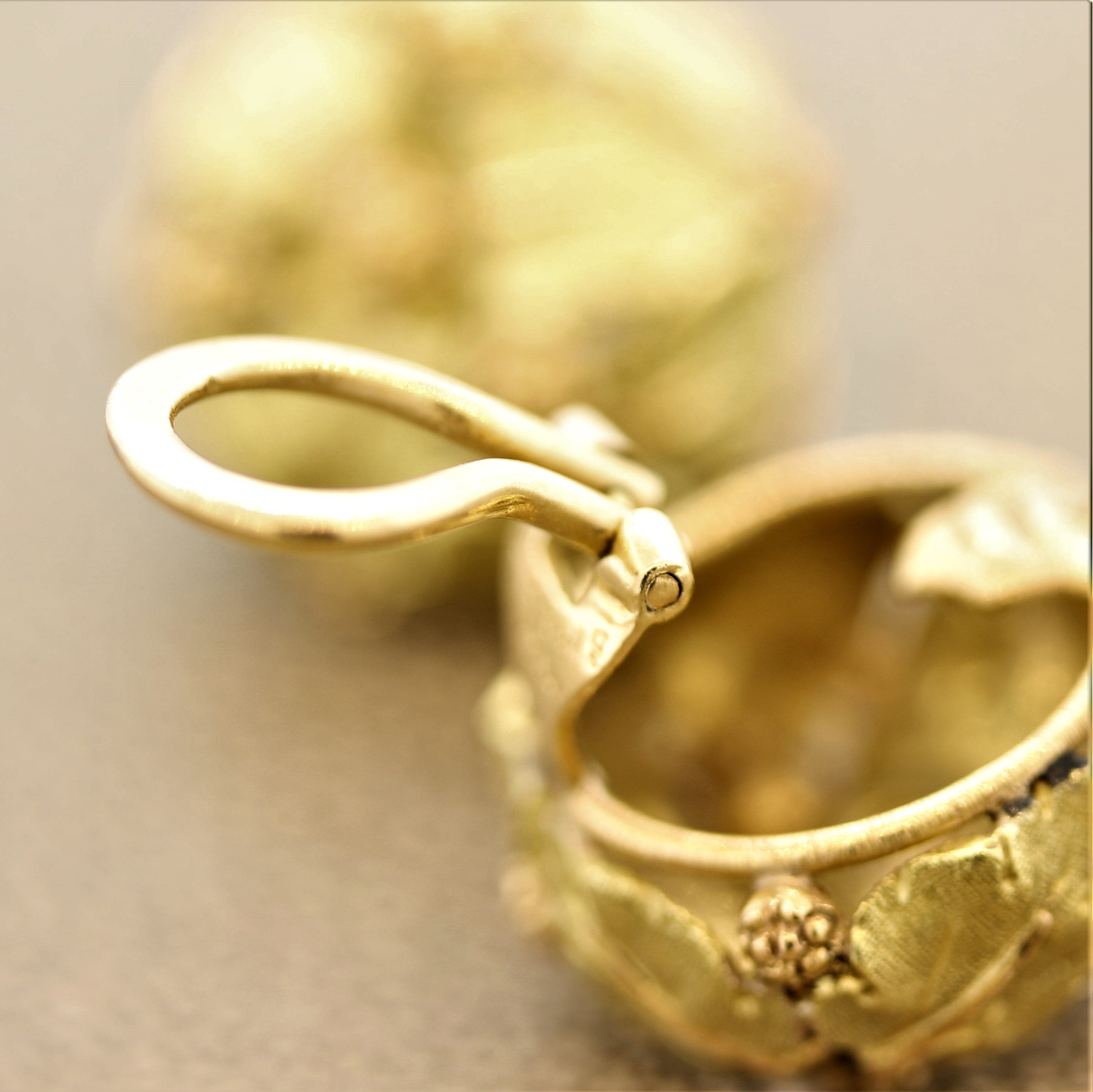 Italian Buccellati Gold Foliage Ear-Clip Earrings