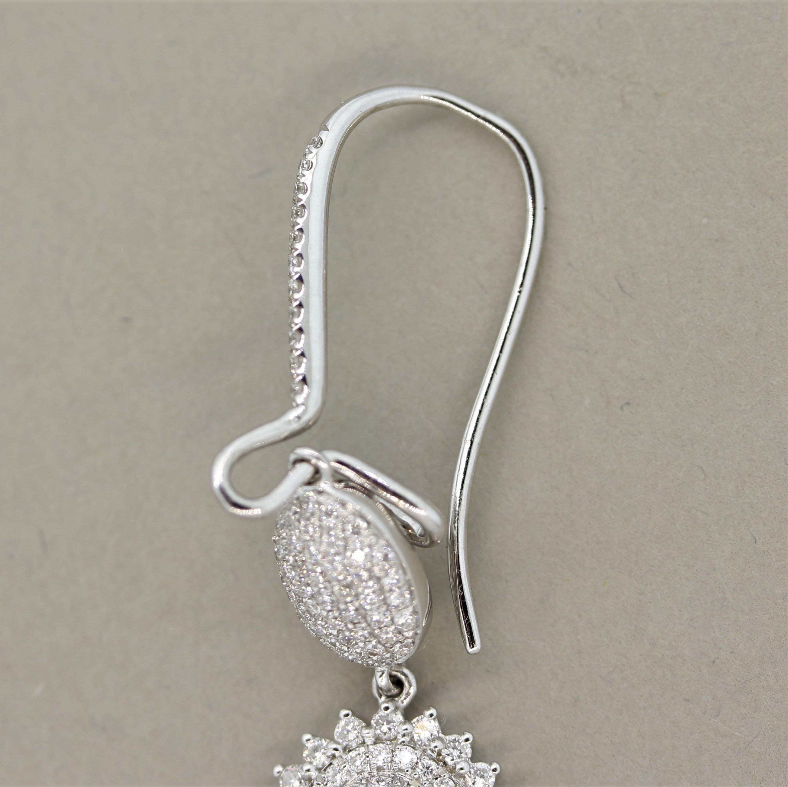 White & Black Diamond Turquoise Gold Drop Earrings