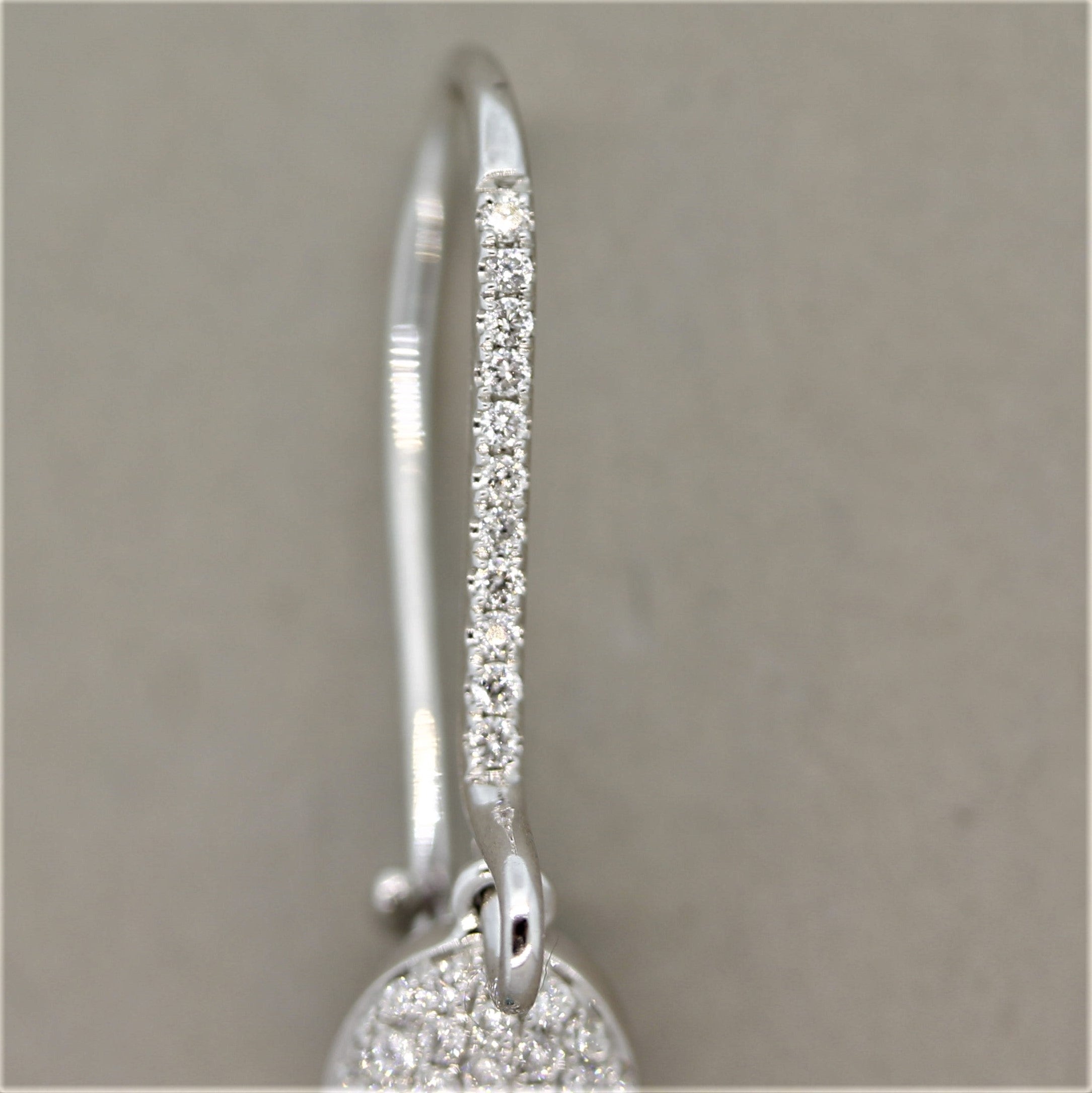 White & Black Diamond Turquoise Gold Drop Earrings