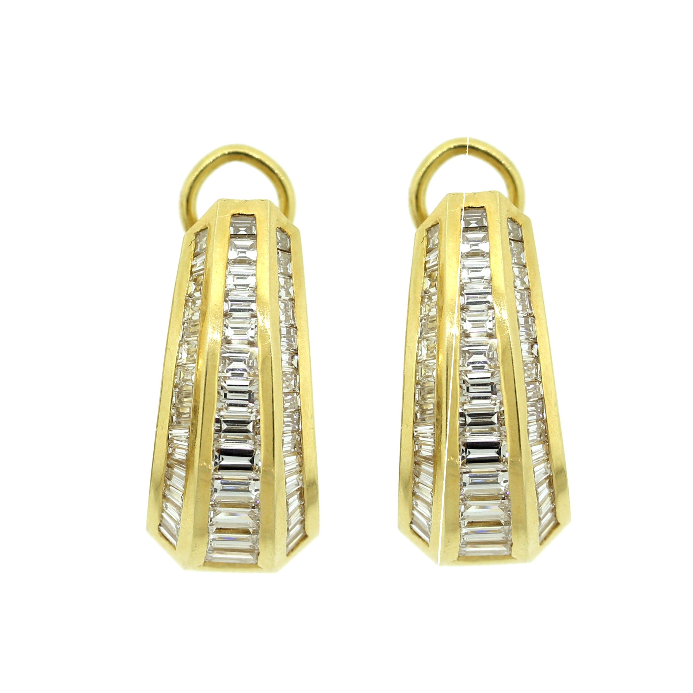 Long Diamond Gold Cascade Earrings, Circa 1970’s