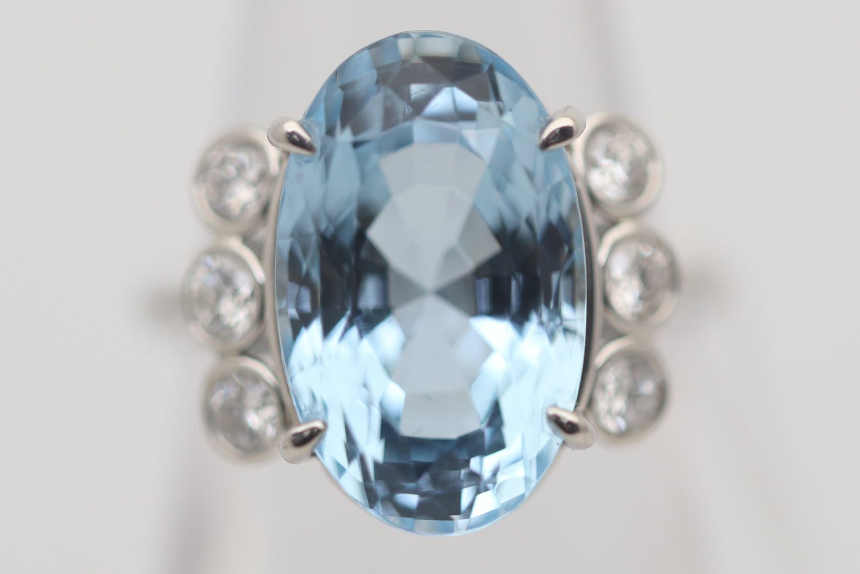 Aquamarine Diamond Platinum Ring