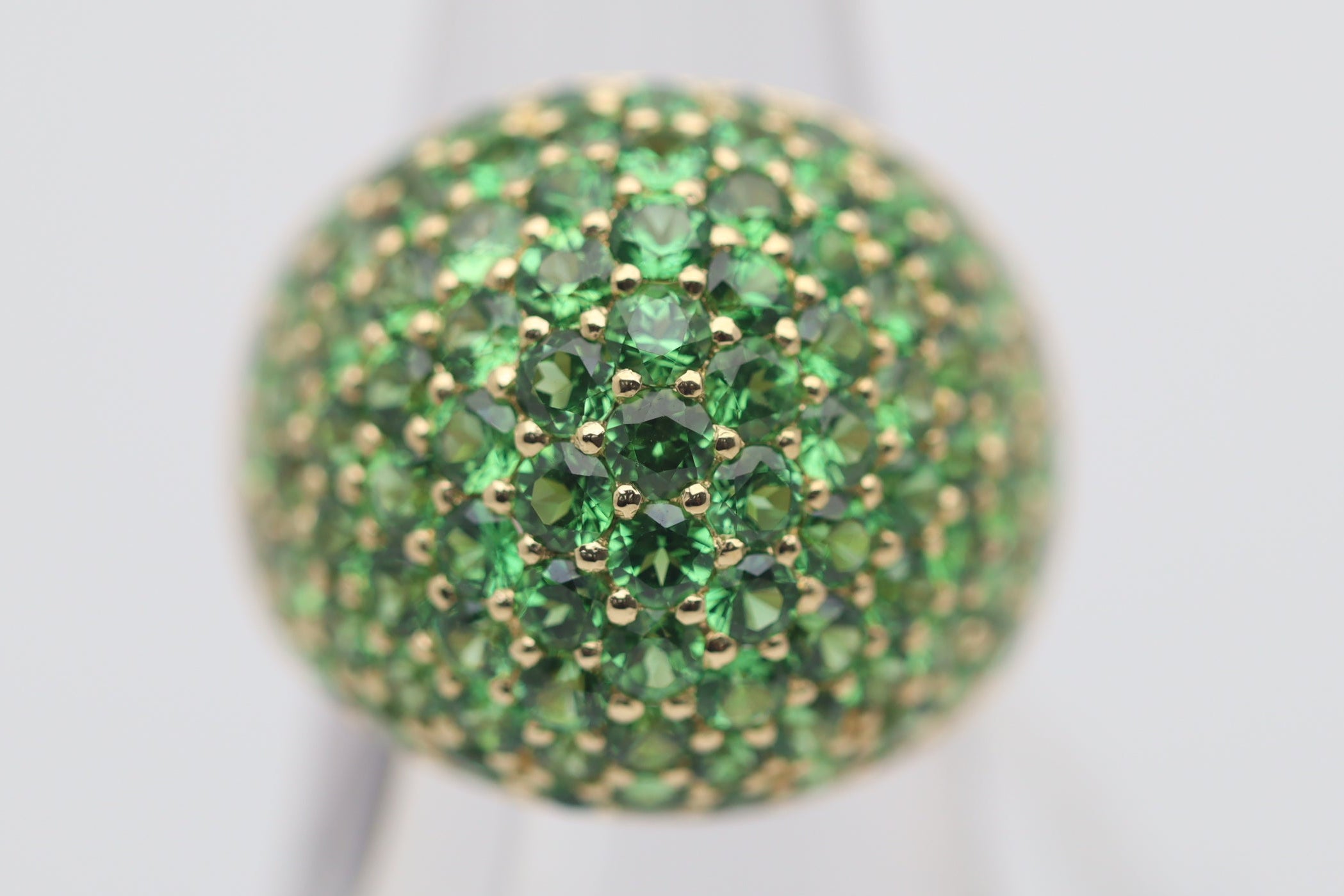 Tsavorite Garnet Gold Domed Bombe Ring